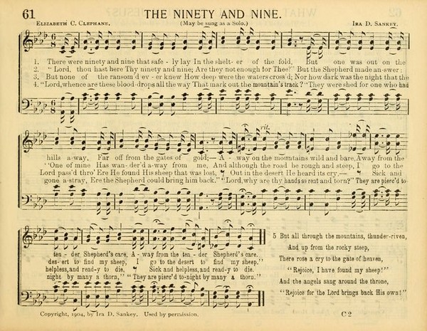 Sheet music for the song: The Ninety and Nine.