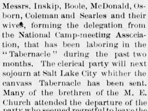 Newspaper article titled To Salt Lake by the Eastward Bound Train