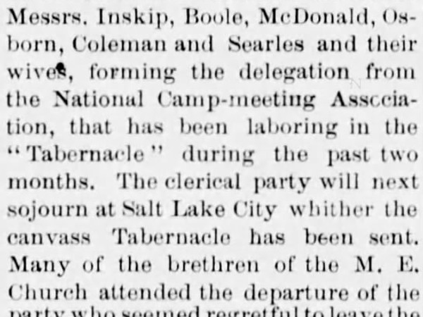 Newspaper article titled To Salt Lake by the Eastward Bound Train