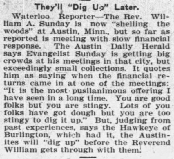 Newspaper article titled They'll Dig Up Later