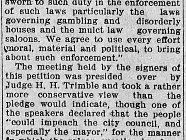 Newspaper article titled Keokuk Demands Good Laws