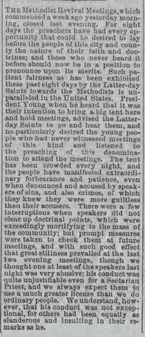 Newspaper article titled The Methodist Revival Meetings Closed Last Evening