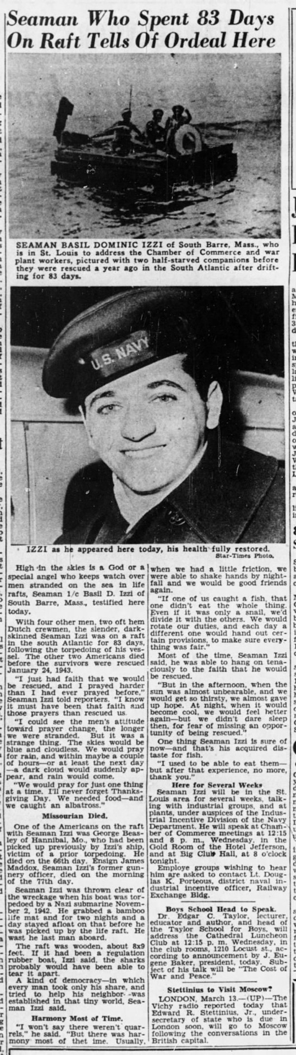 A young Basil Izzi wearing a big smile and a navy uniform.