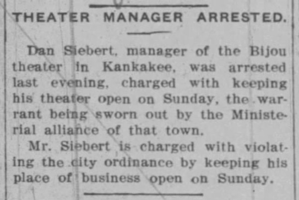 Newspaper article titled Theater Manager Arrested