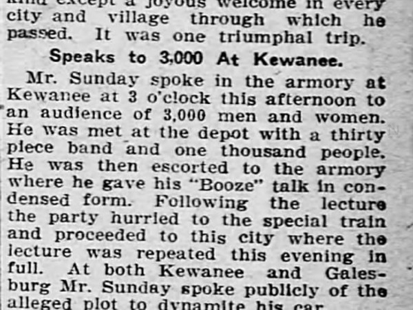 Newspaper article titled Almost A Panic on Sunday Train