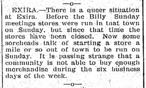 Newspaper article titled There is a Queer Situation at Exira