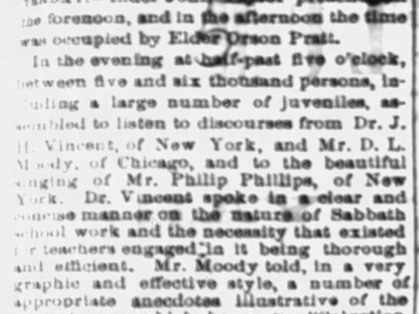 Newspaper article titled Services at the Tabernacle