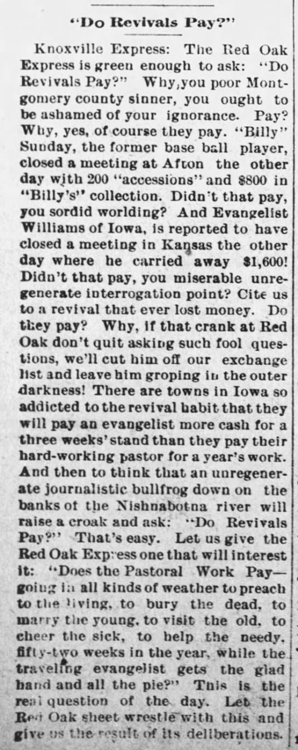 Newspaper article titled Do Revivals Pay?