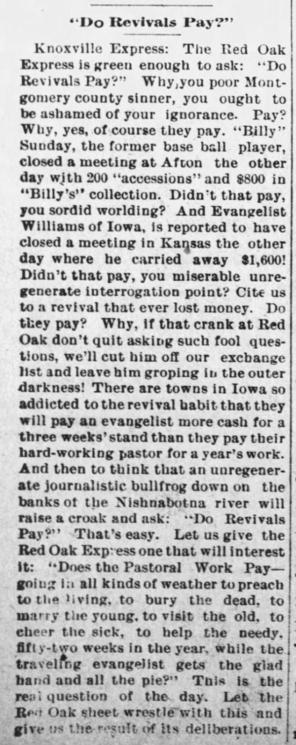 Newspaper article titled Do Revivals Pay?