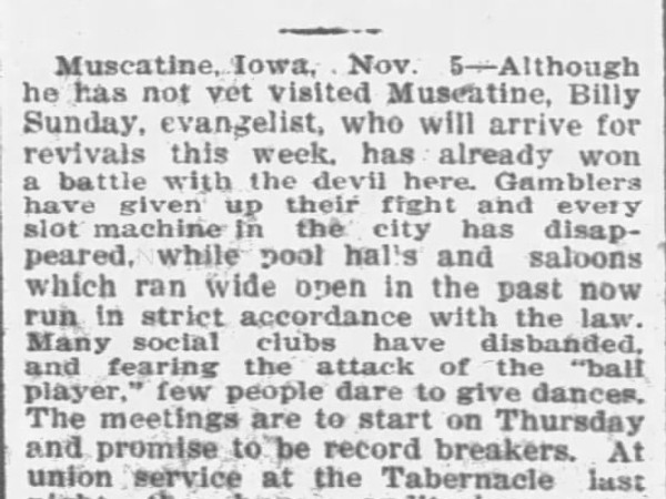 Newspaper article titled Sinners Are Already Scarred