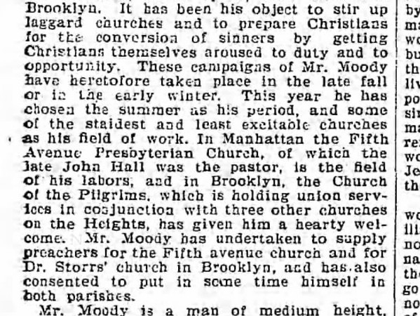 Newspaper article titled Dwight L. Moody's Sermon