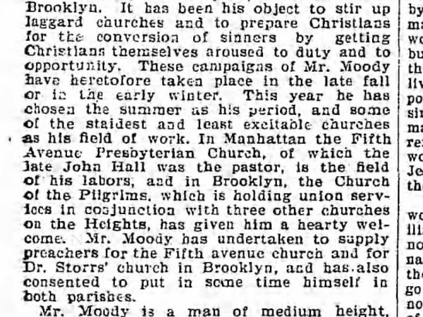 Newspaper article titled Dwight L. Moody's Sermon