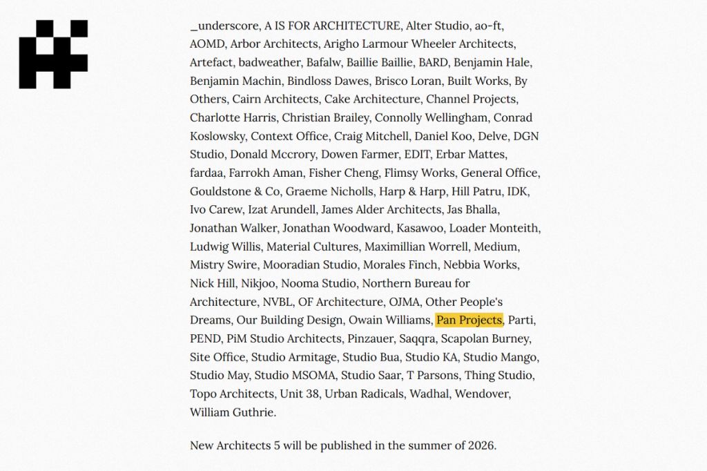 PAN-PROJECTS Selected for The Architecture Foundation’s New Architects