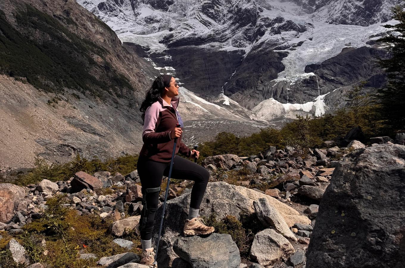 Marisa standing on a mountain in Patagonia, Chile.