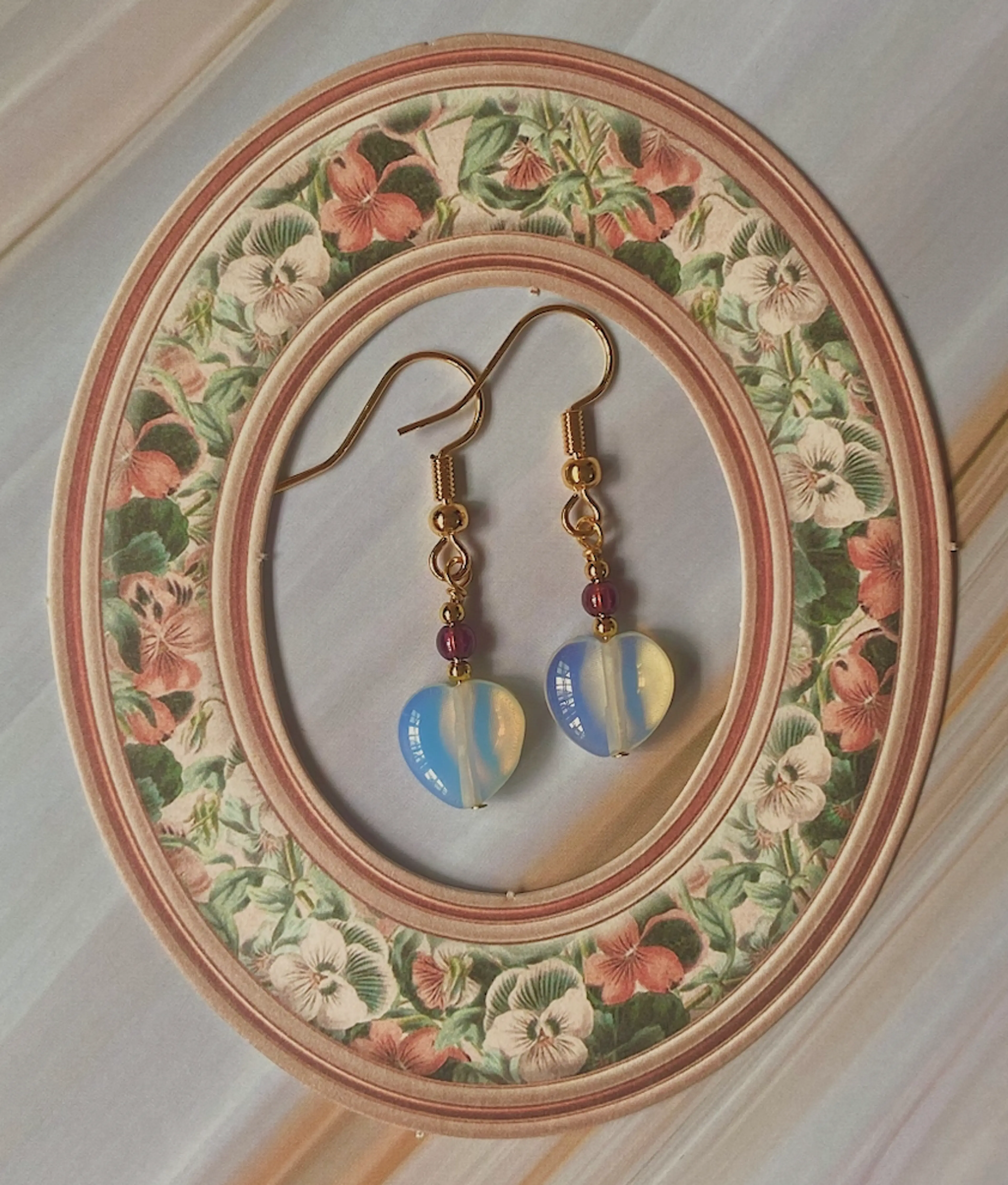 Opalite Heart Saint Valentine Earrings