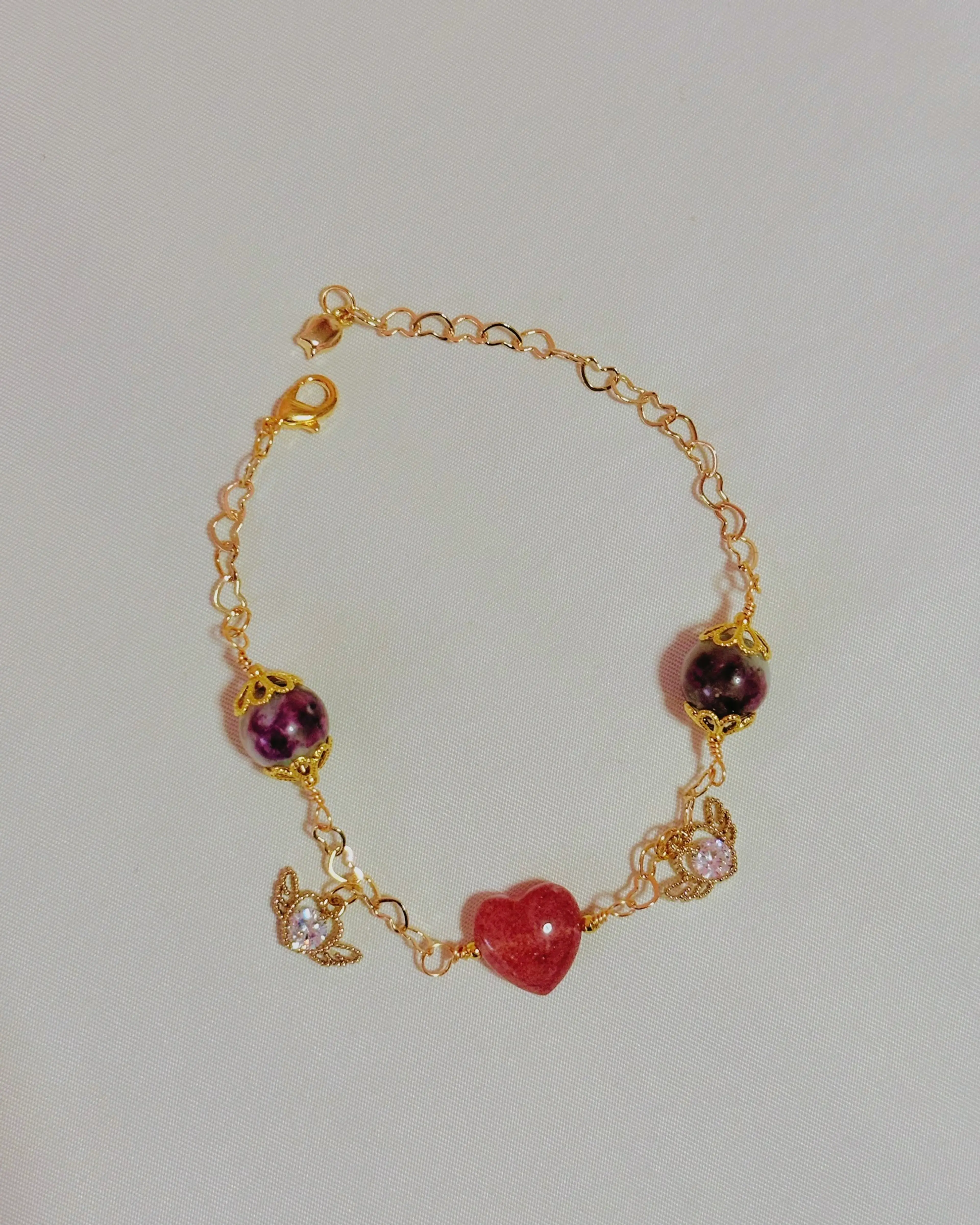 Strawberry Quartz Lover Wings Bracelet