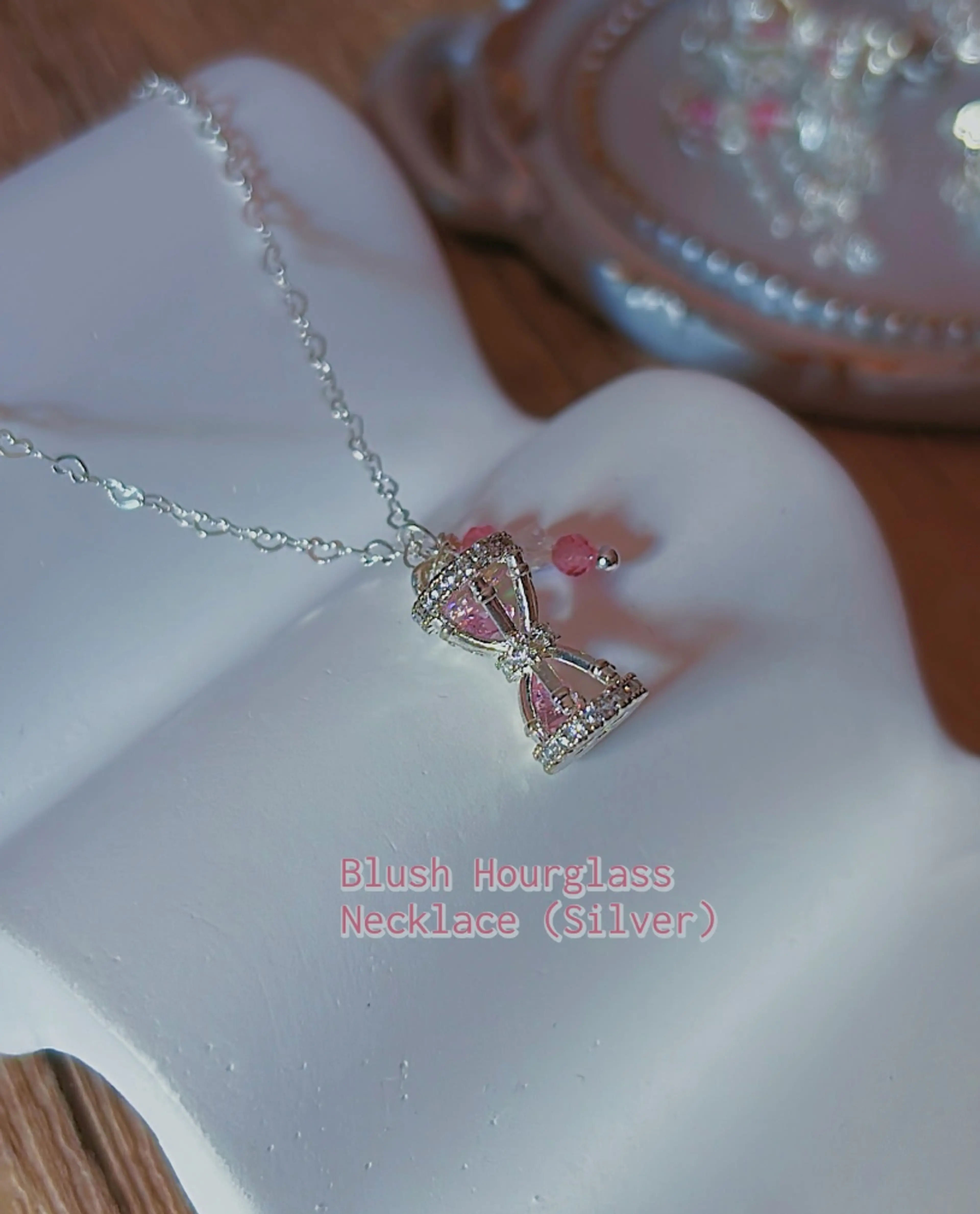 Blush Hourglass Silver Necklace thumbnail 2