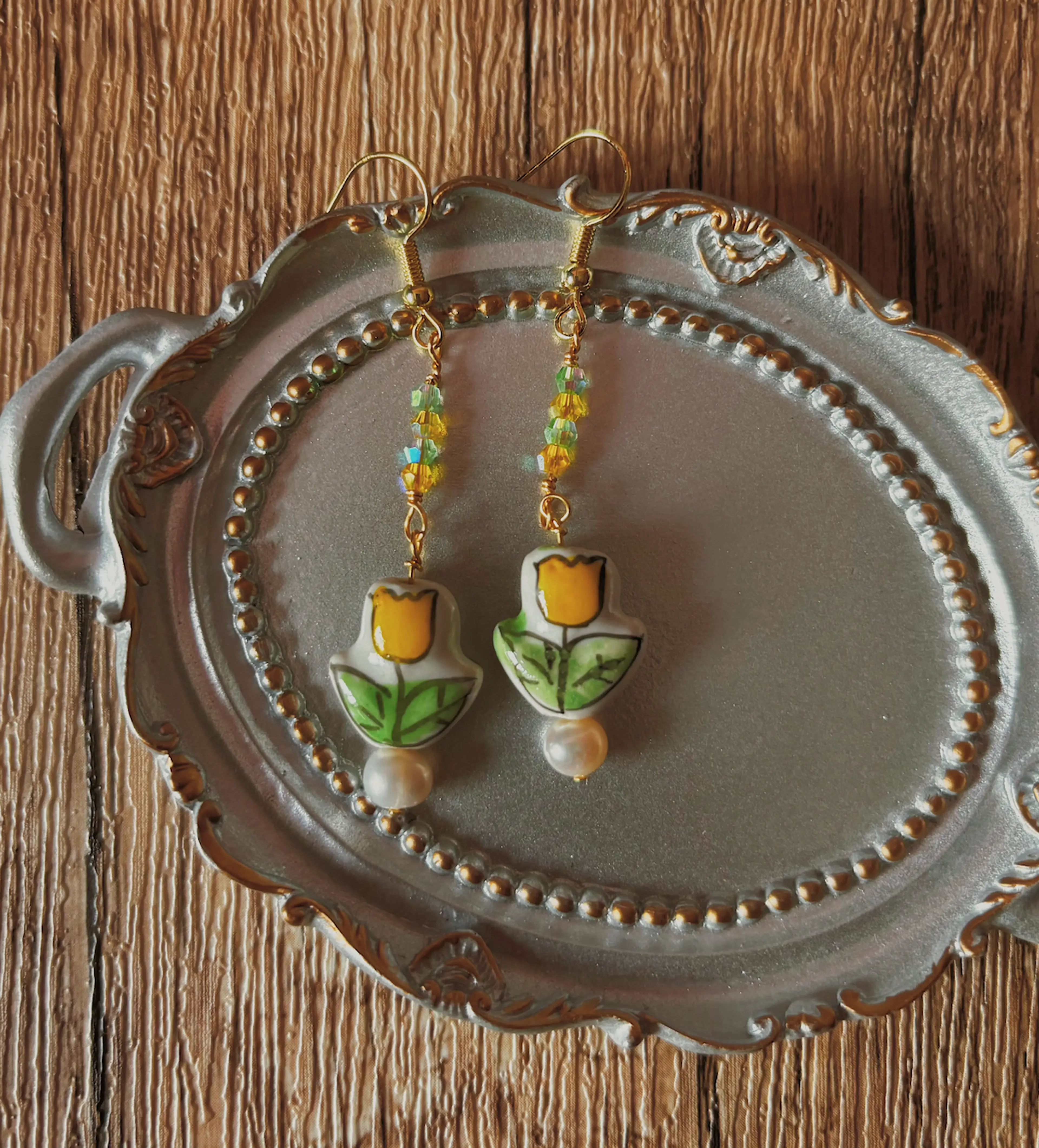 Porcelain Yellow Tulip Earrings