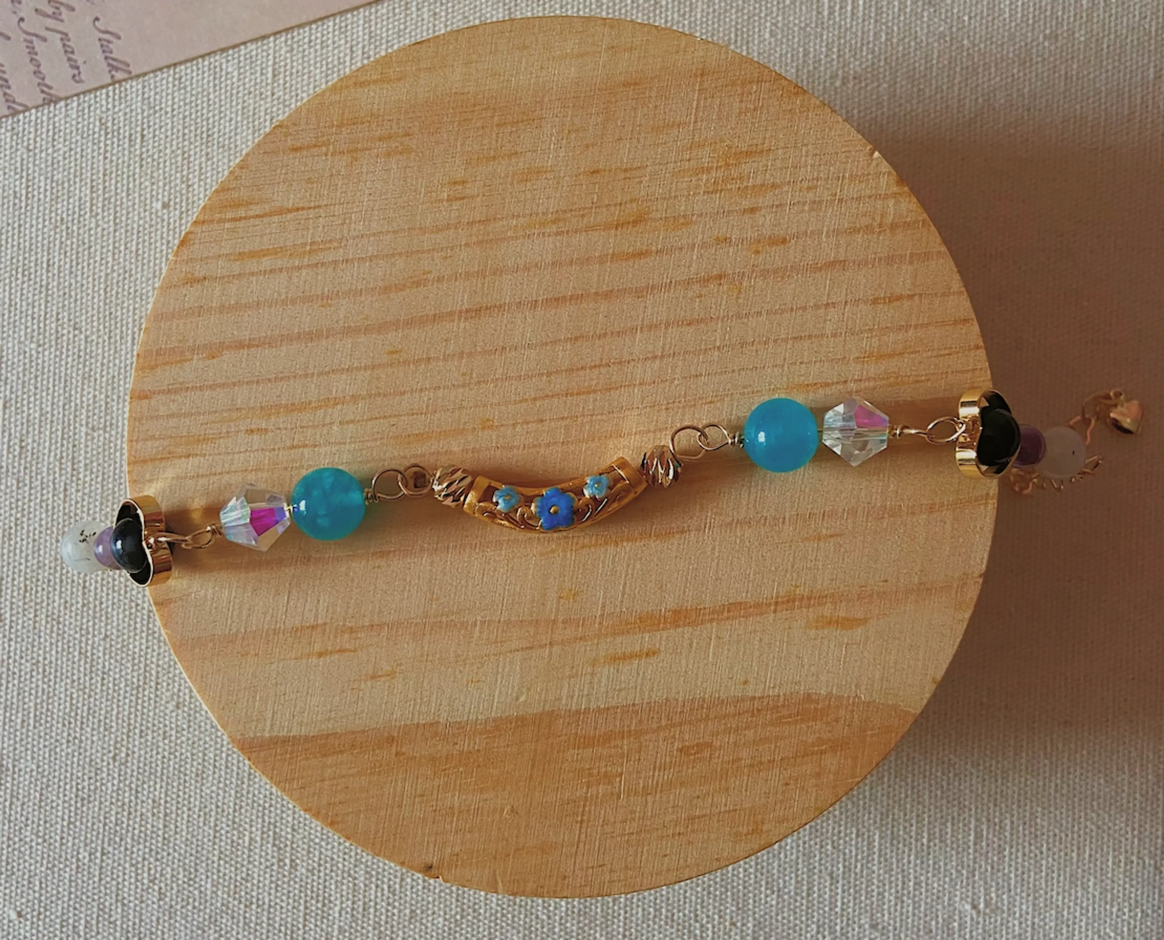 Blue Floral Tube Bracelet
