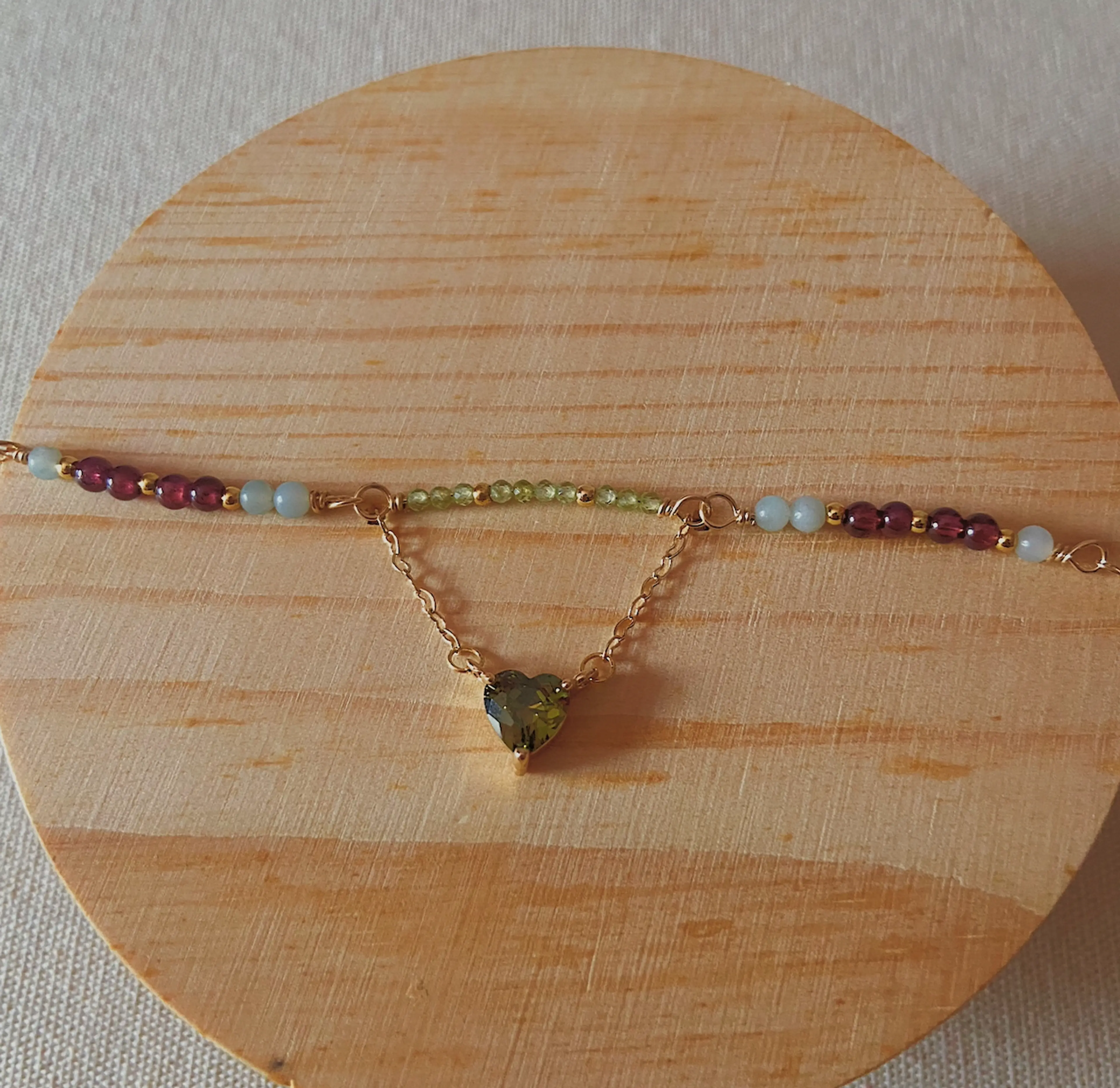 Olive Heart Dangle Bracelet thumbnail 2