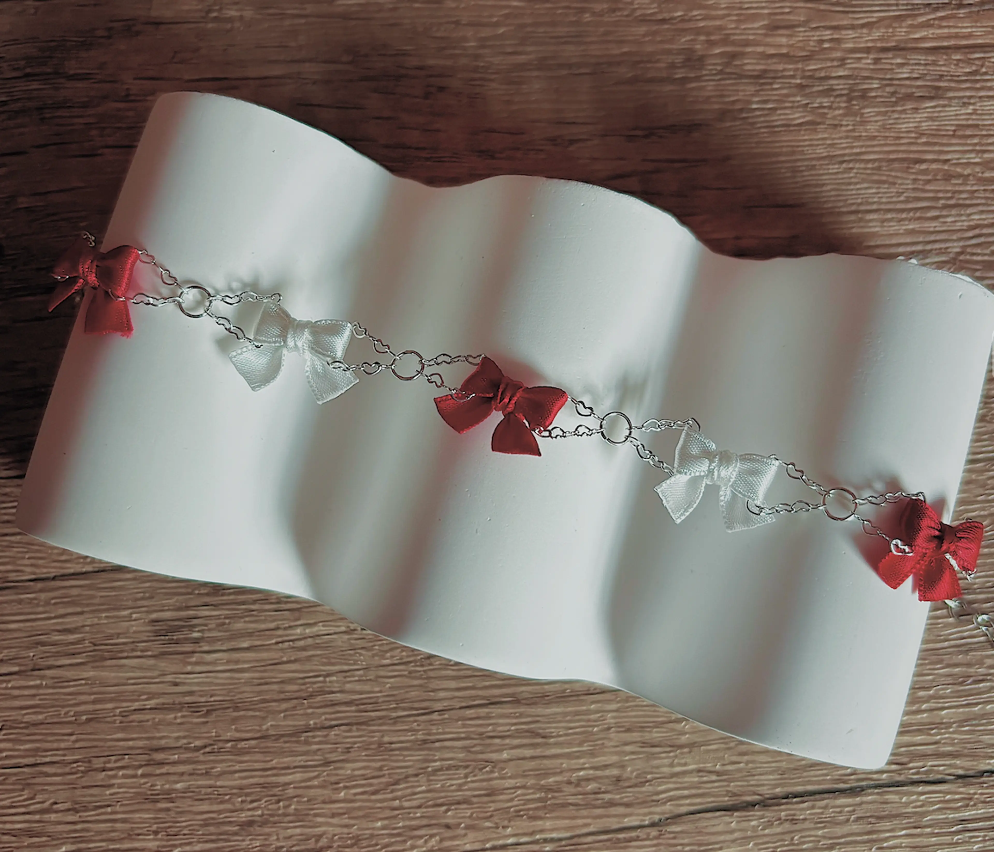 Mini Ribbon Bracelet (Breadcrumbing) - Silver / Gold Chain