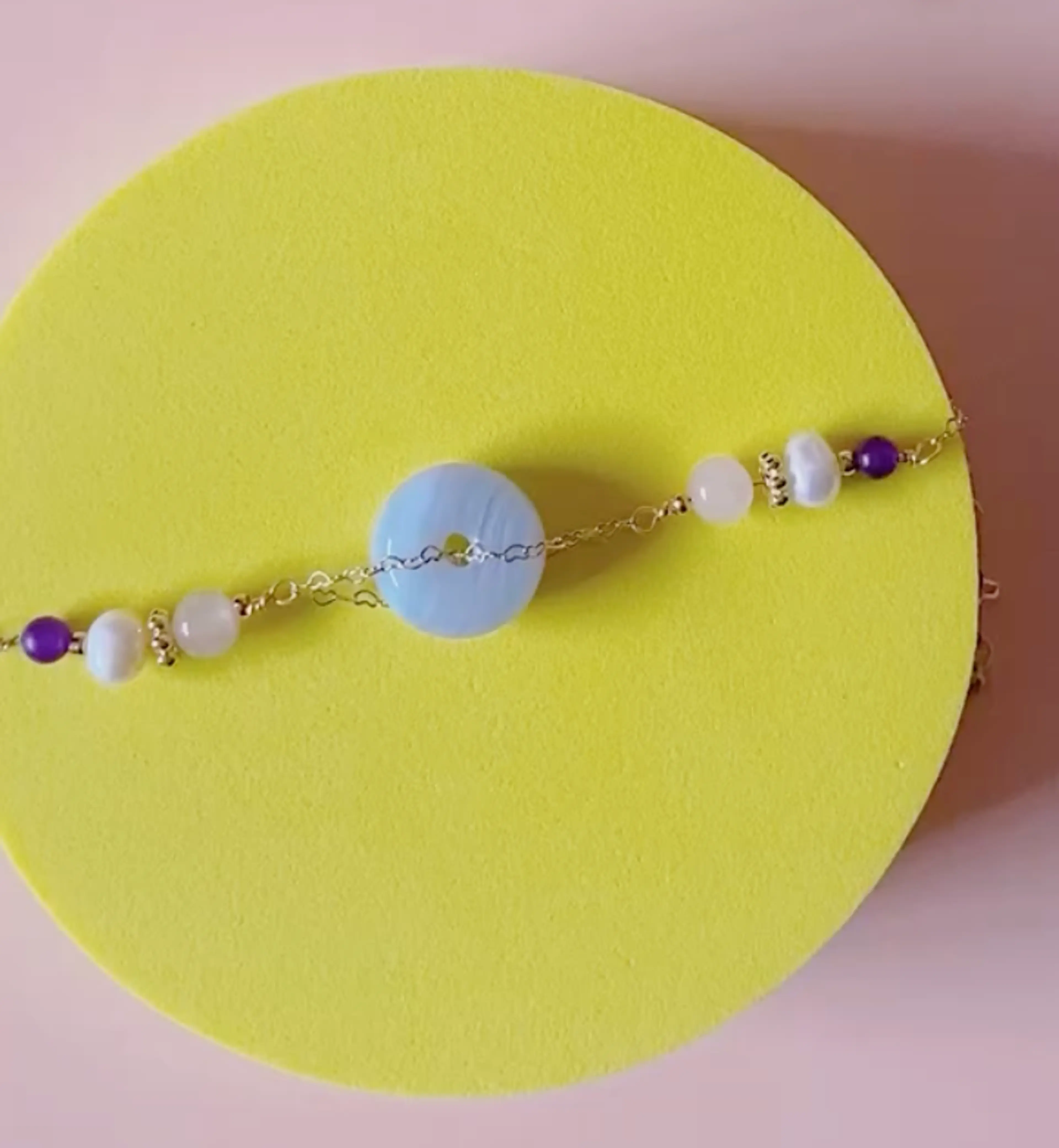 Mini Blue Lace Agate Donut Bracelet thumbnail 2