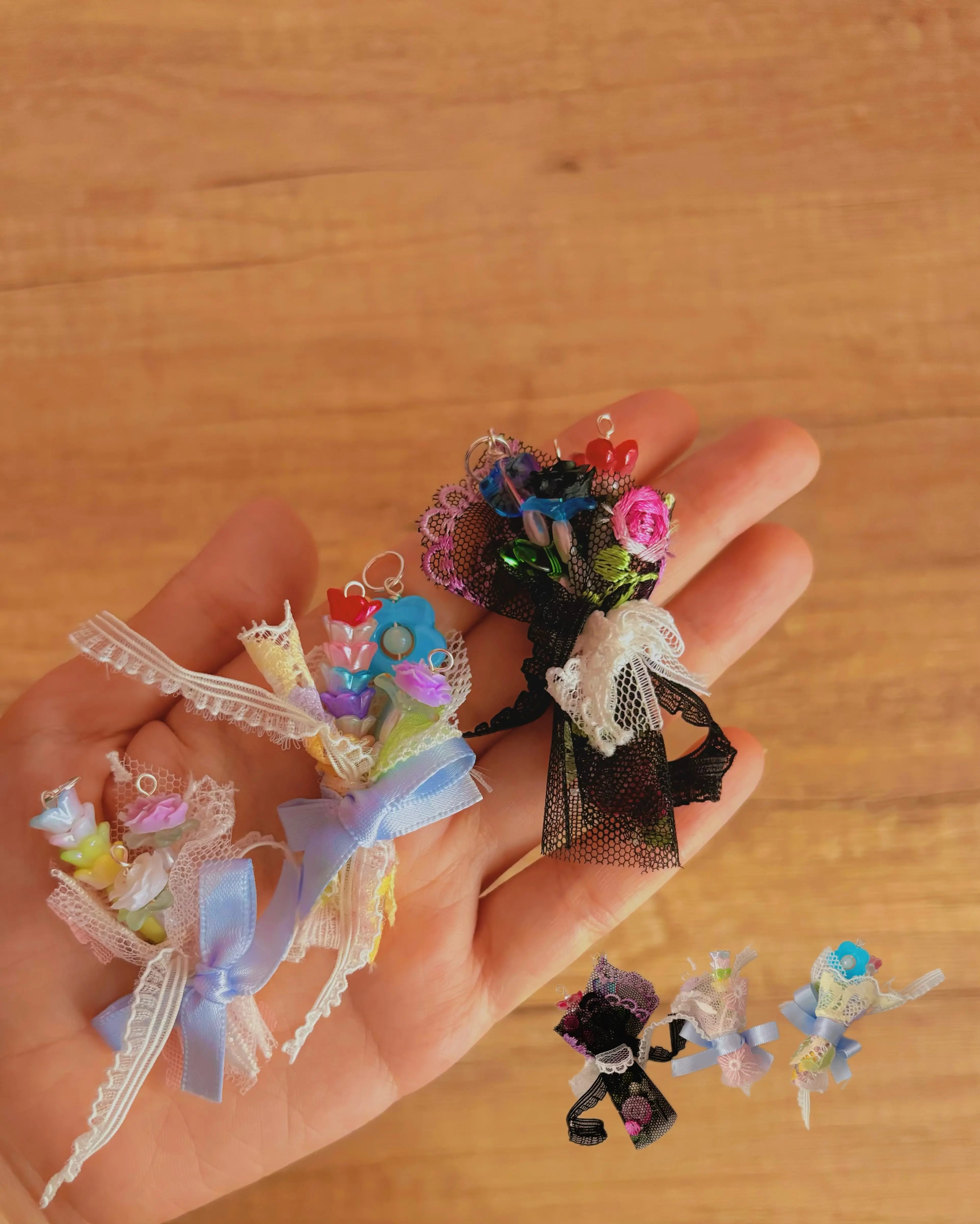 Tiny beaded flower bouquets