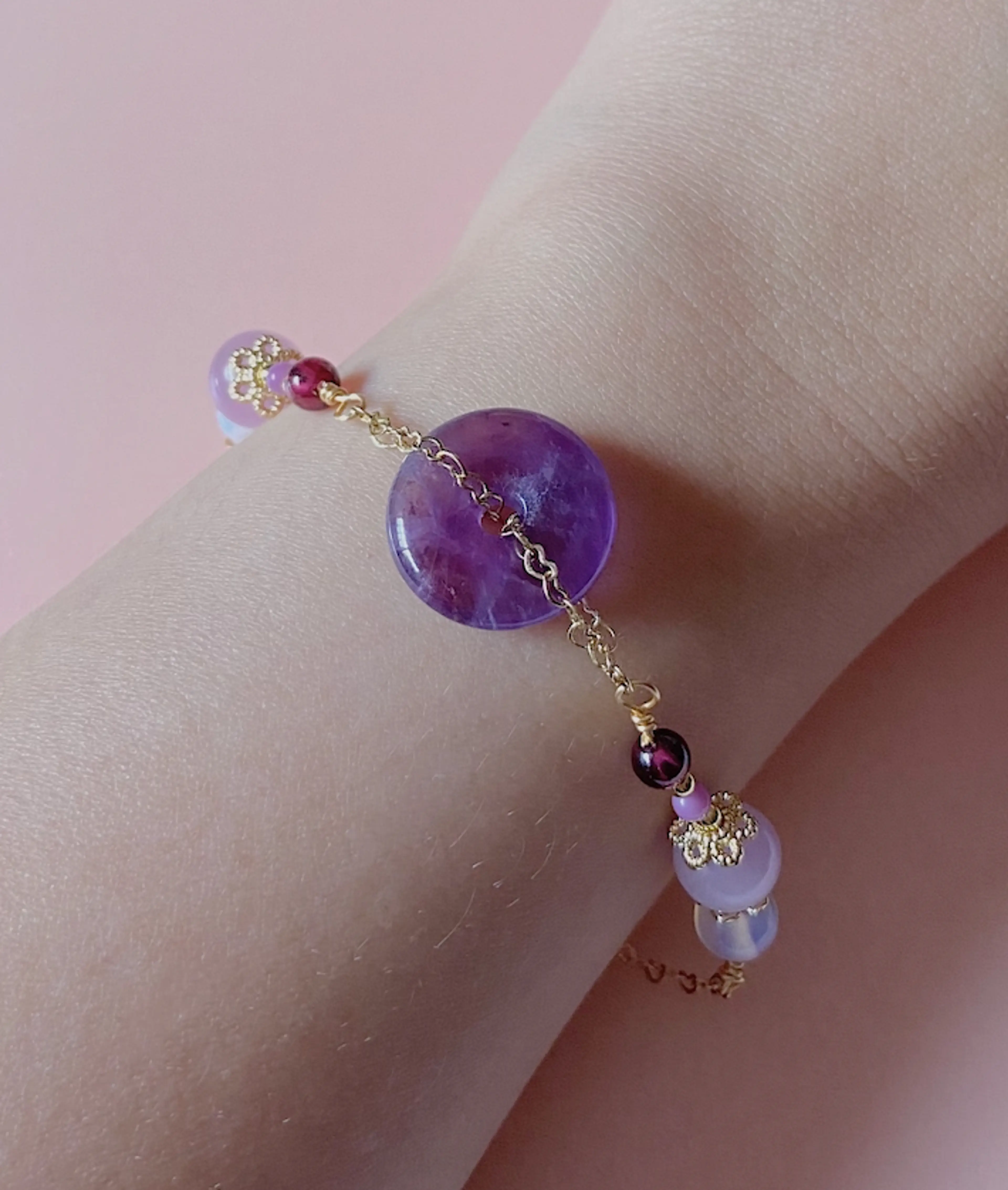 Mini Amethyst Donut Bracelet