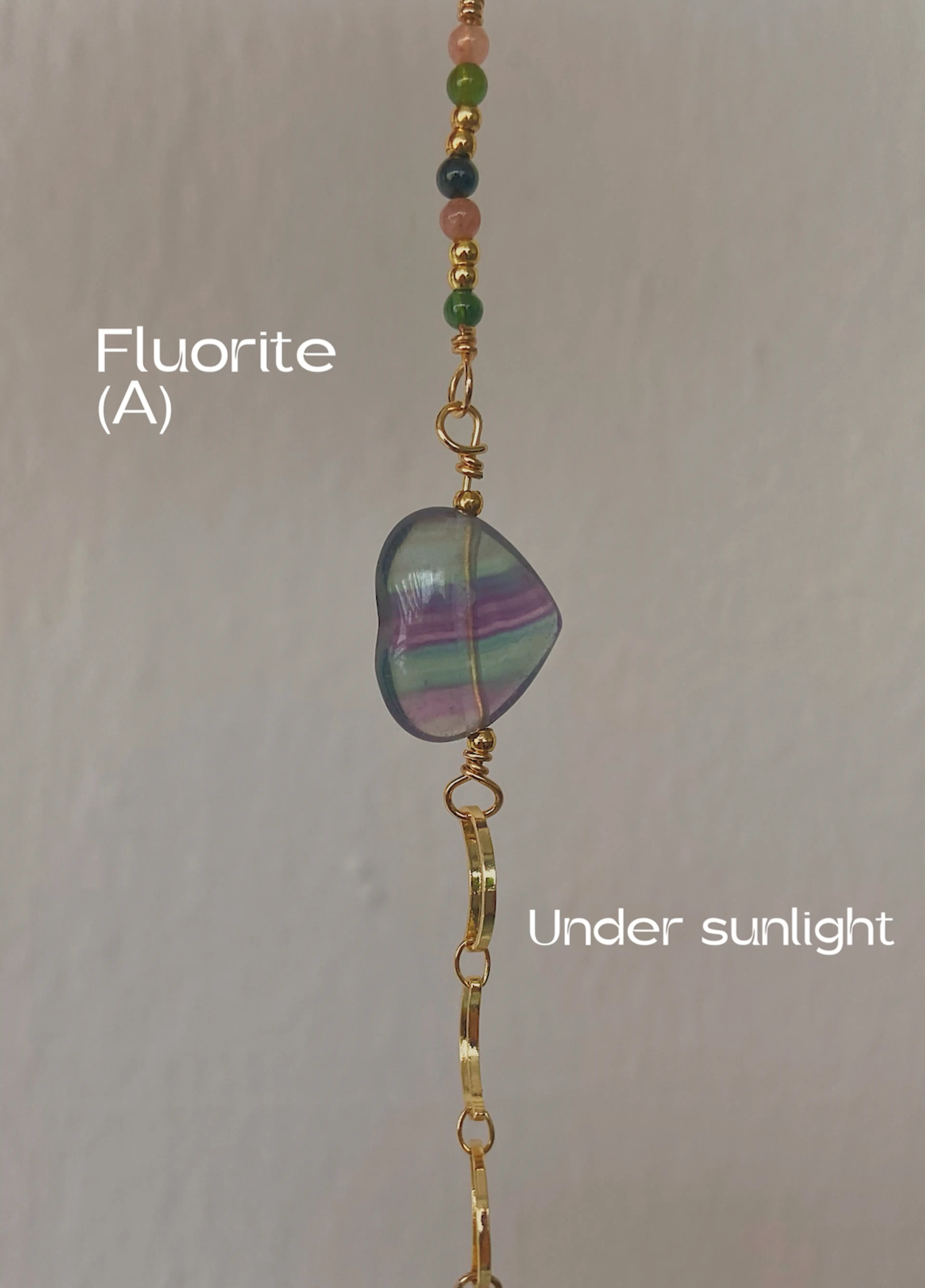Fluorite Heart & Moon Bracelet (A)