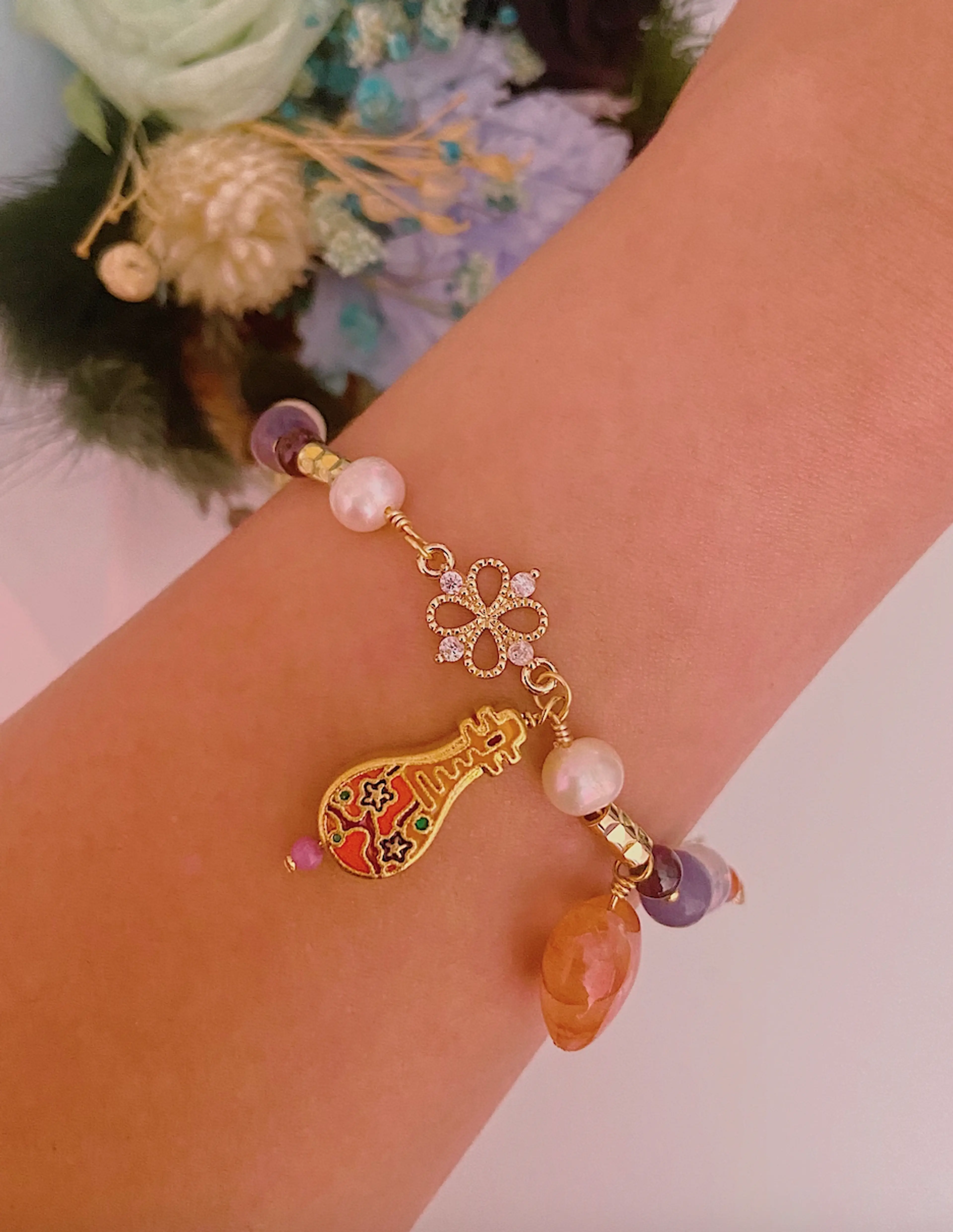 Reversible Oriental Bracelet (Orange) thumbnail 2
