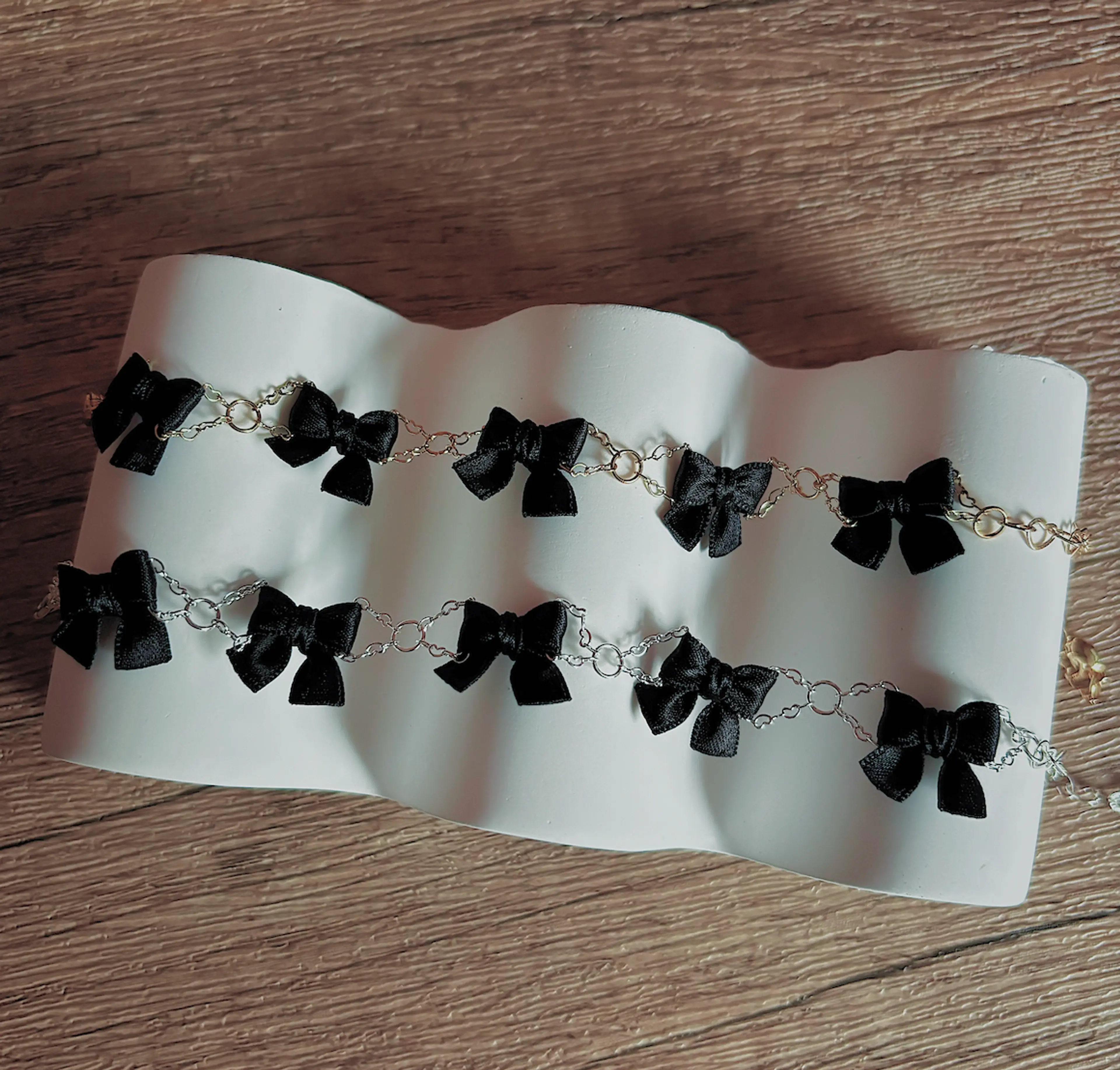 Mini Ribbon Bracelet (Worthy) - Silver / Gold Chain