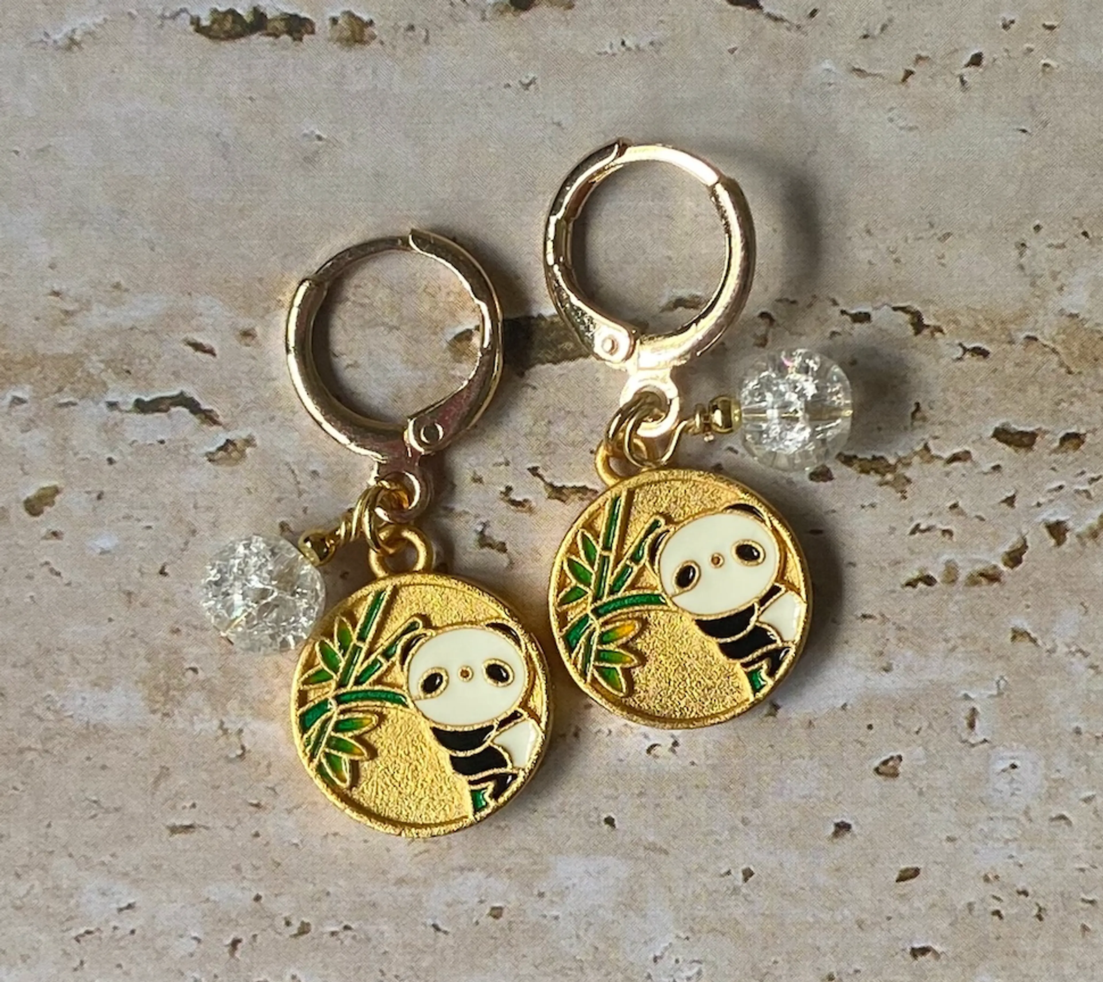 Panda Crackled Quartz Earrings