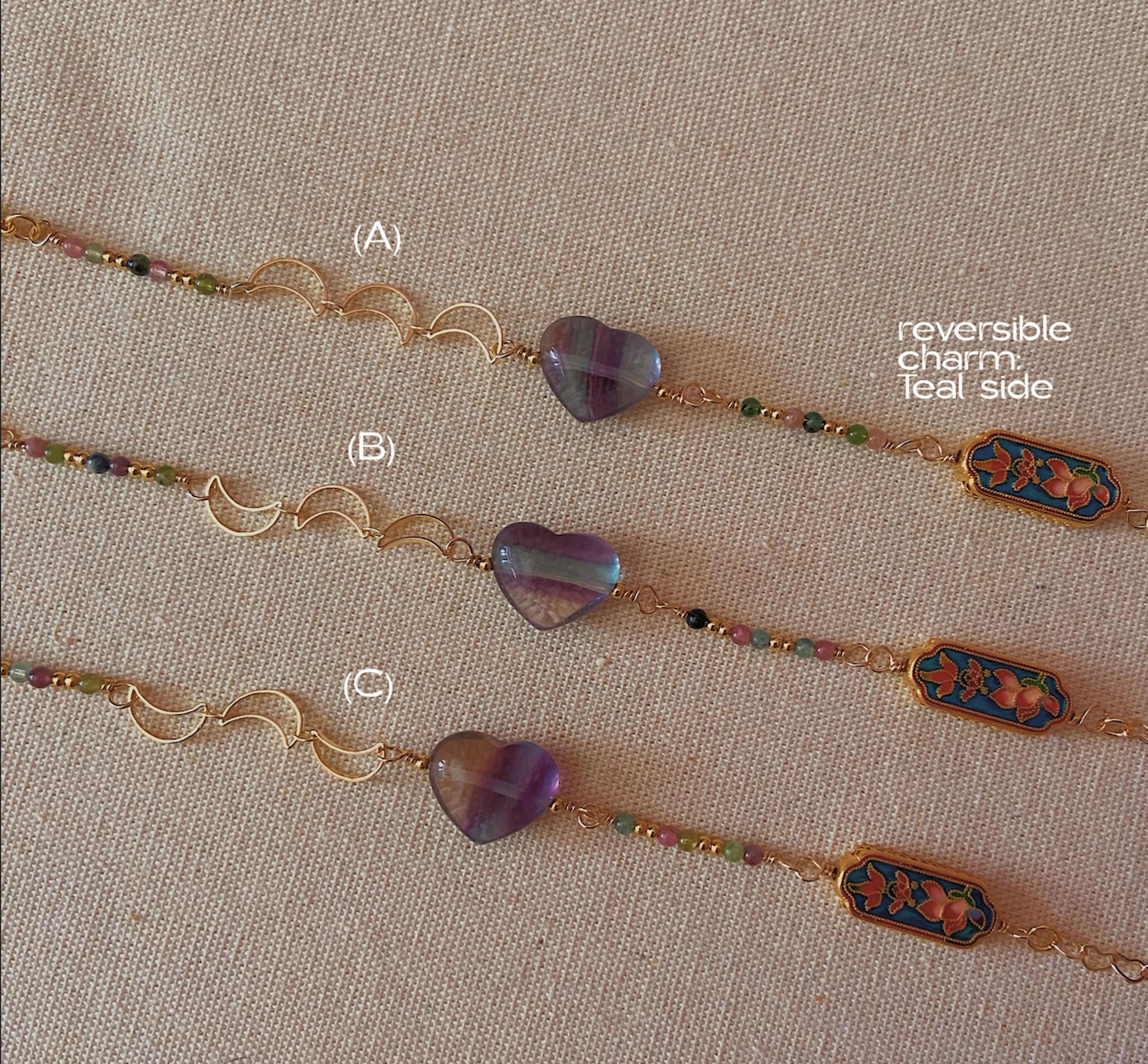 Fluorite Heart & Moon Bracelet (C) thumbnail 2