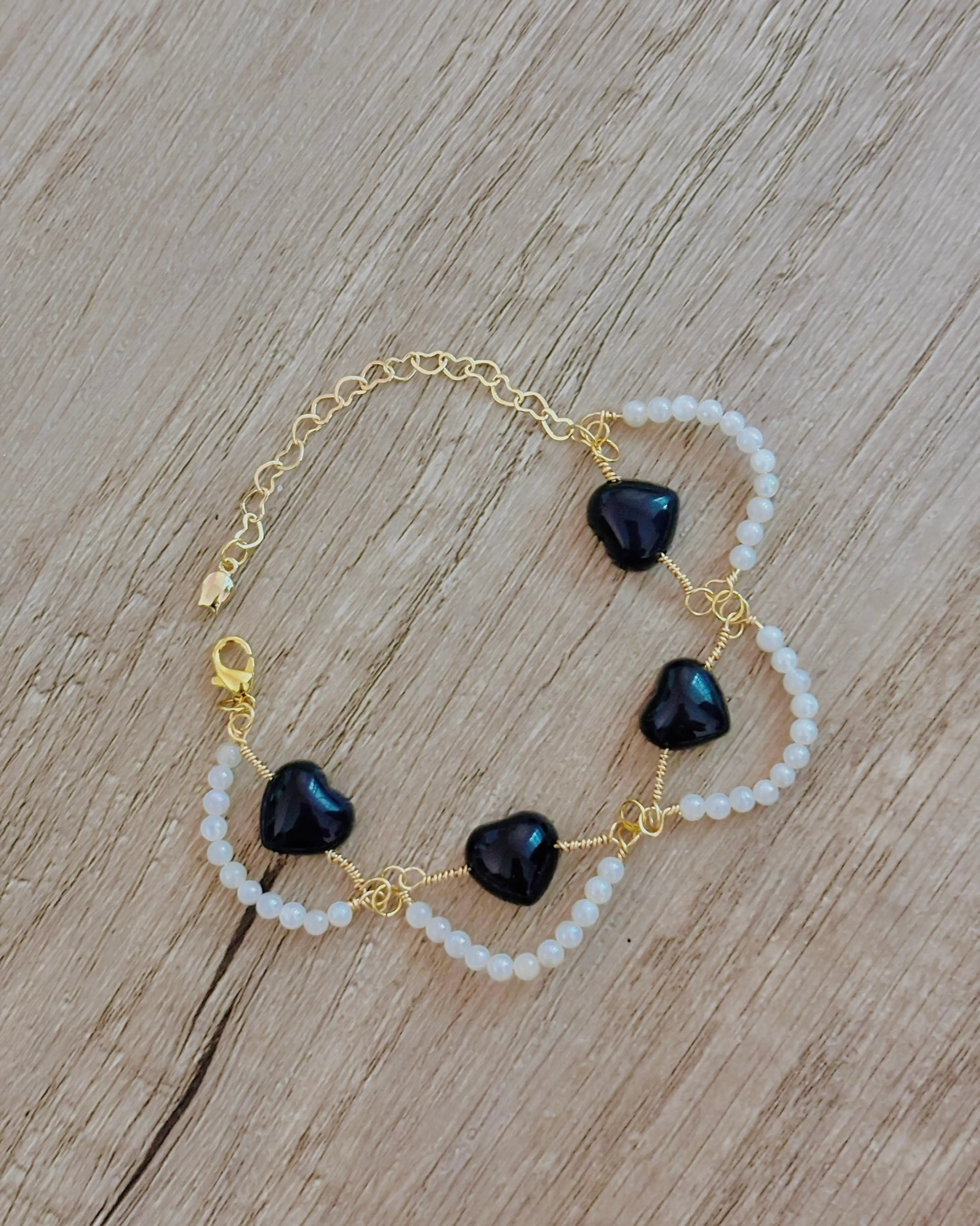 Scallop Obsidian Heart Bracelet image 2