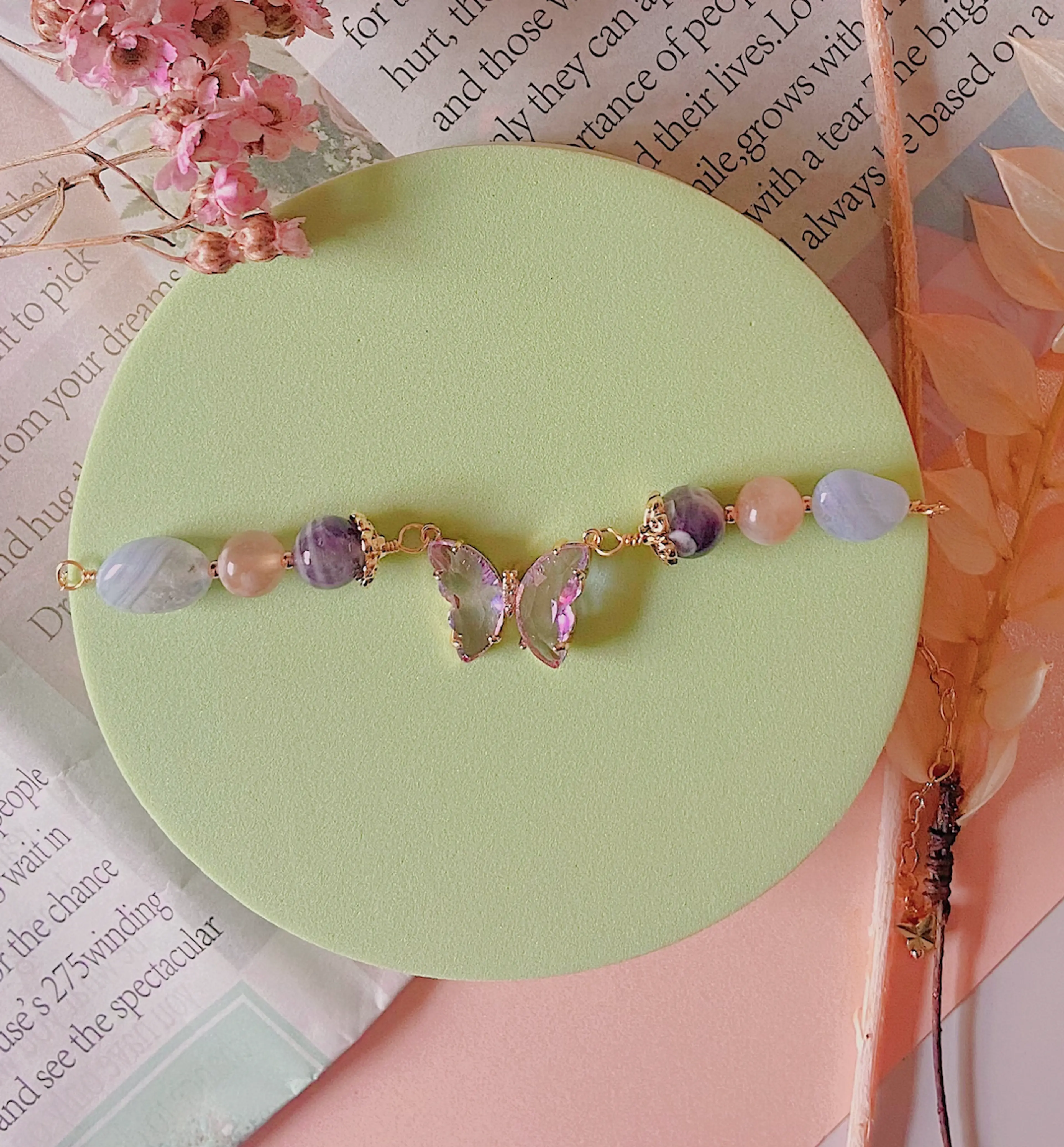 Glassy Lavender Butterfly Bracelet (Intuitive)