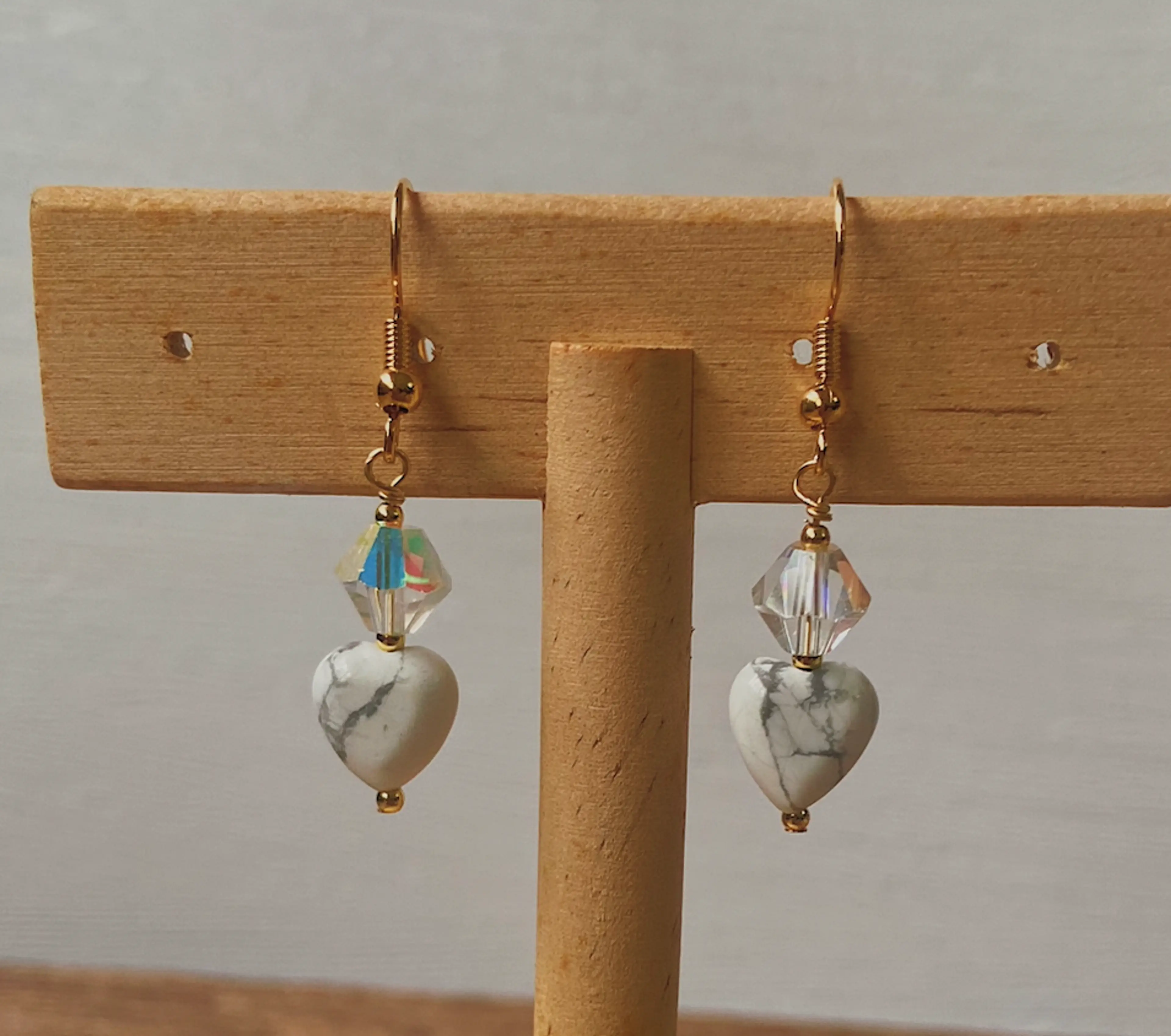 Howlite Heart Saint Valentine Earrings