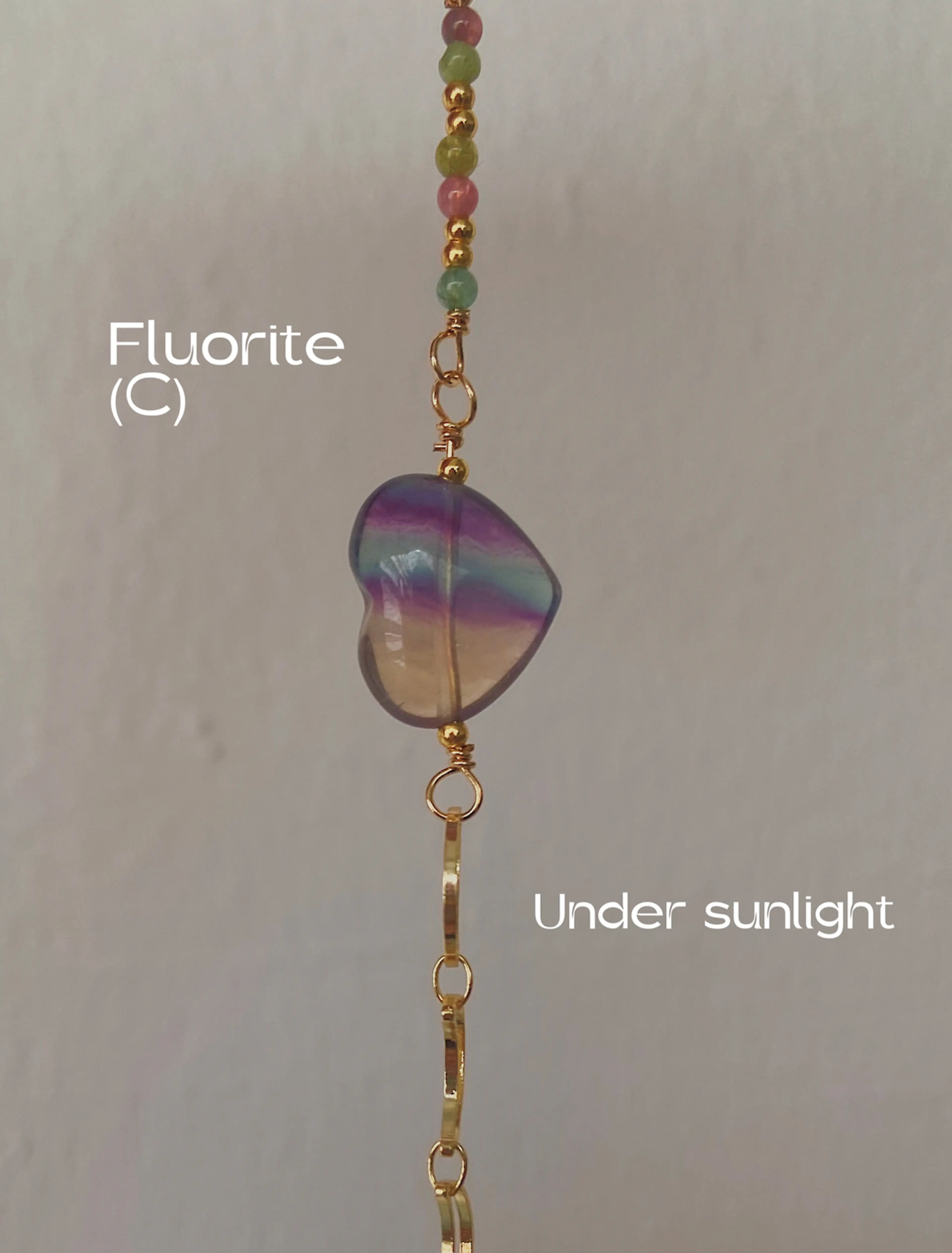 Fluorite Heart & Moon Bracelet (C)