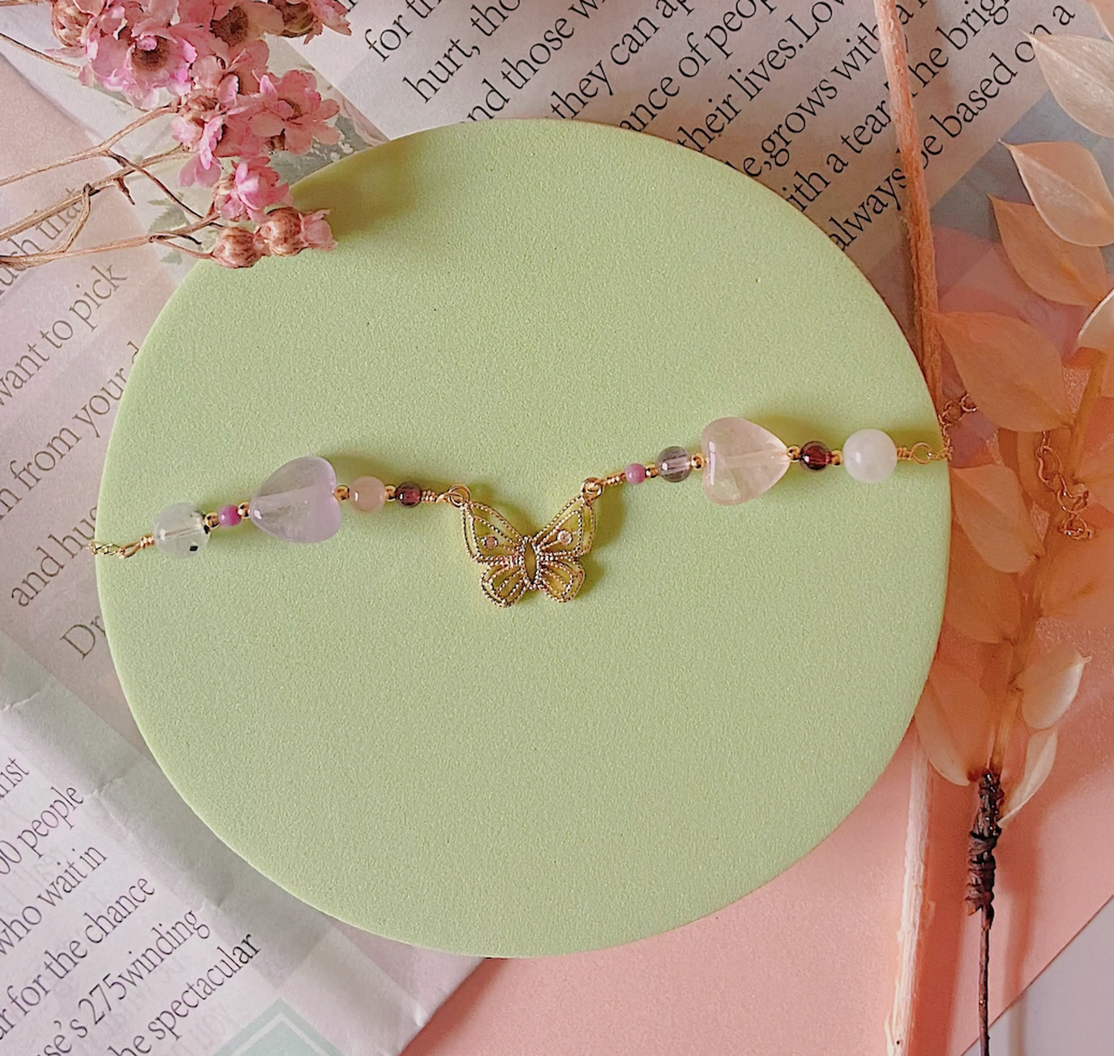 Gold Butterfly Hearts Bracelet
