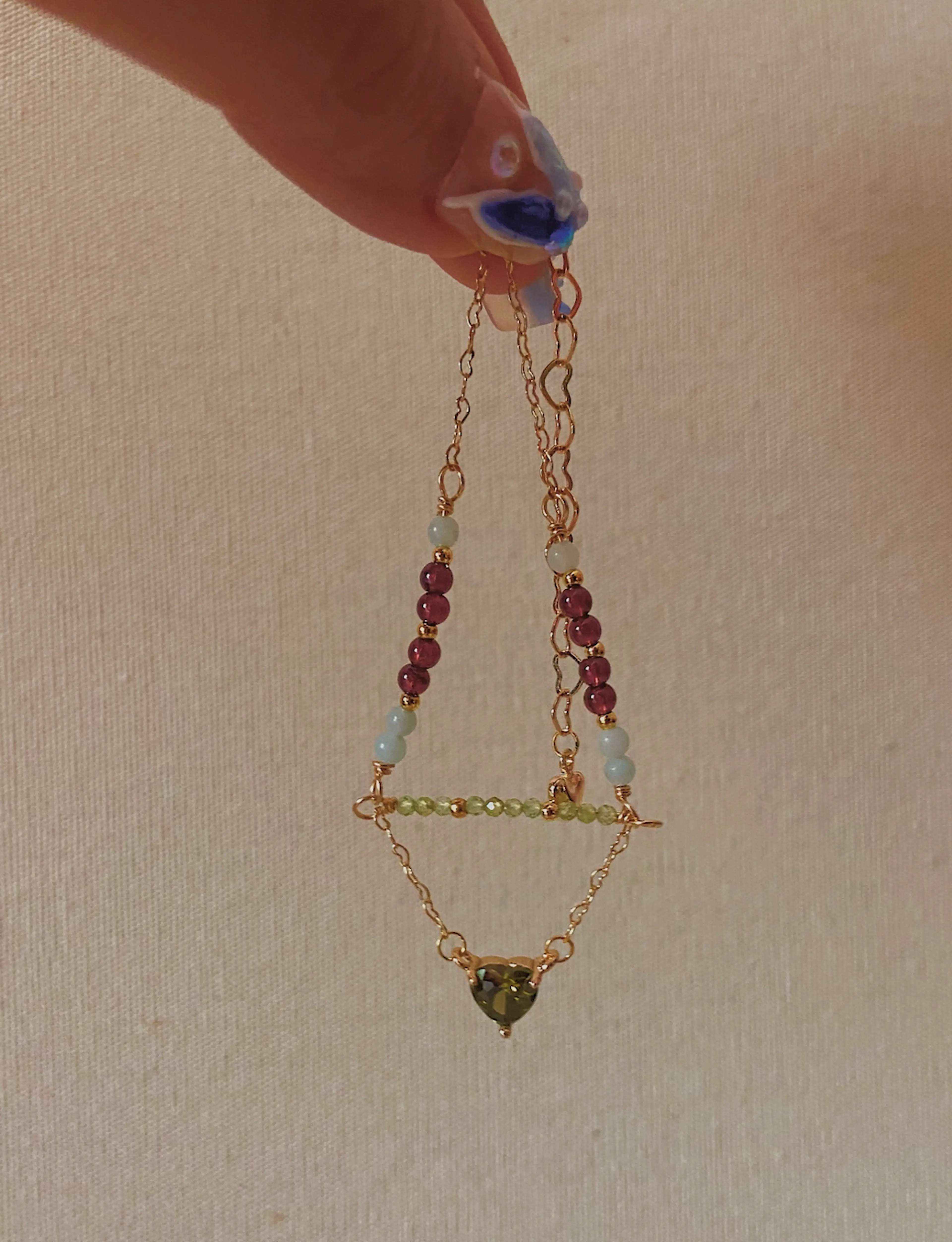 Olive Heart Dangle Bracelet