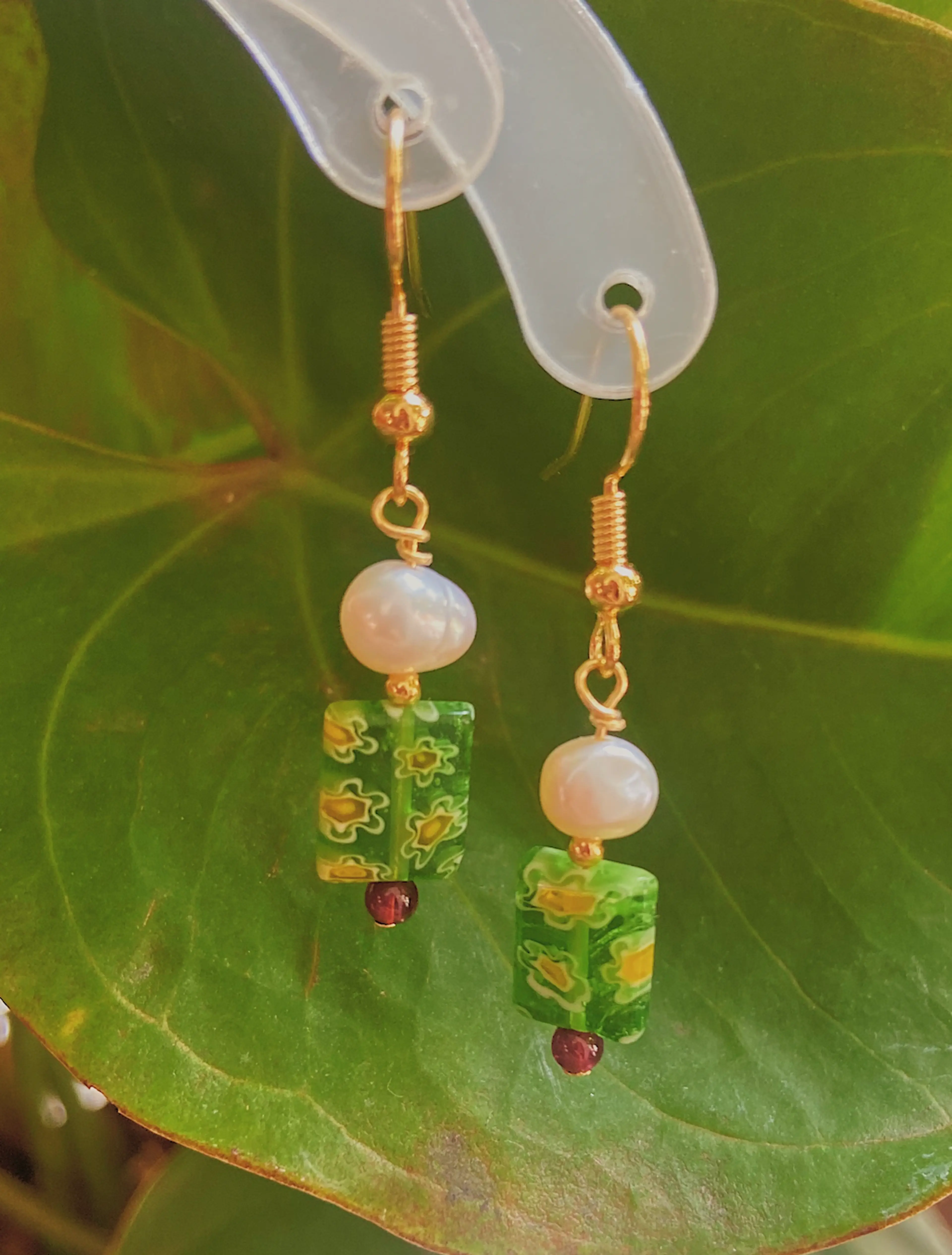Flowers Translucent Tiles Earrings (Lime)