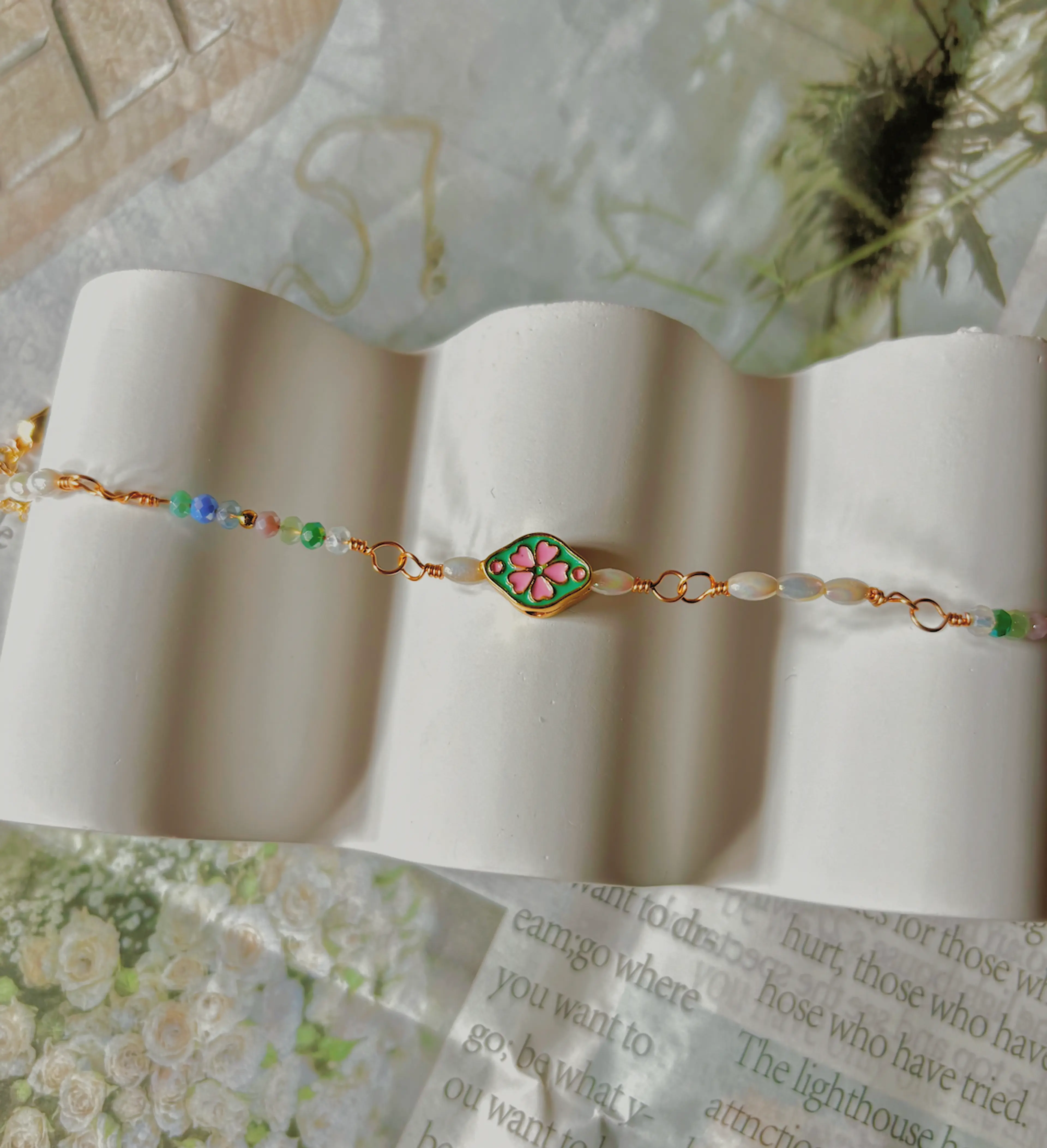Teal Pink Vintage Bracelet