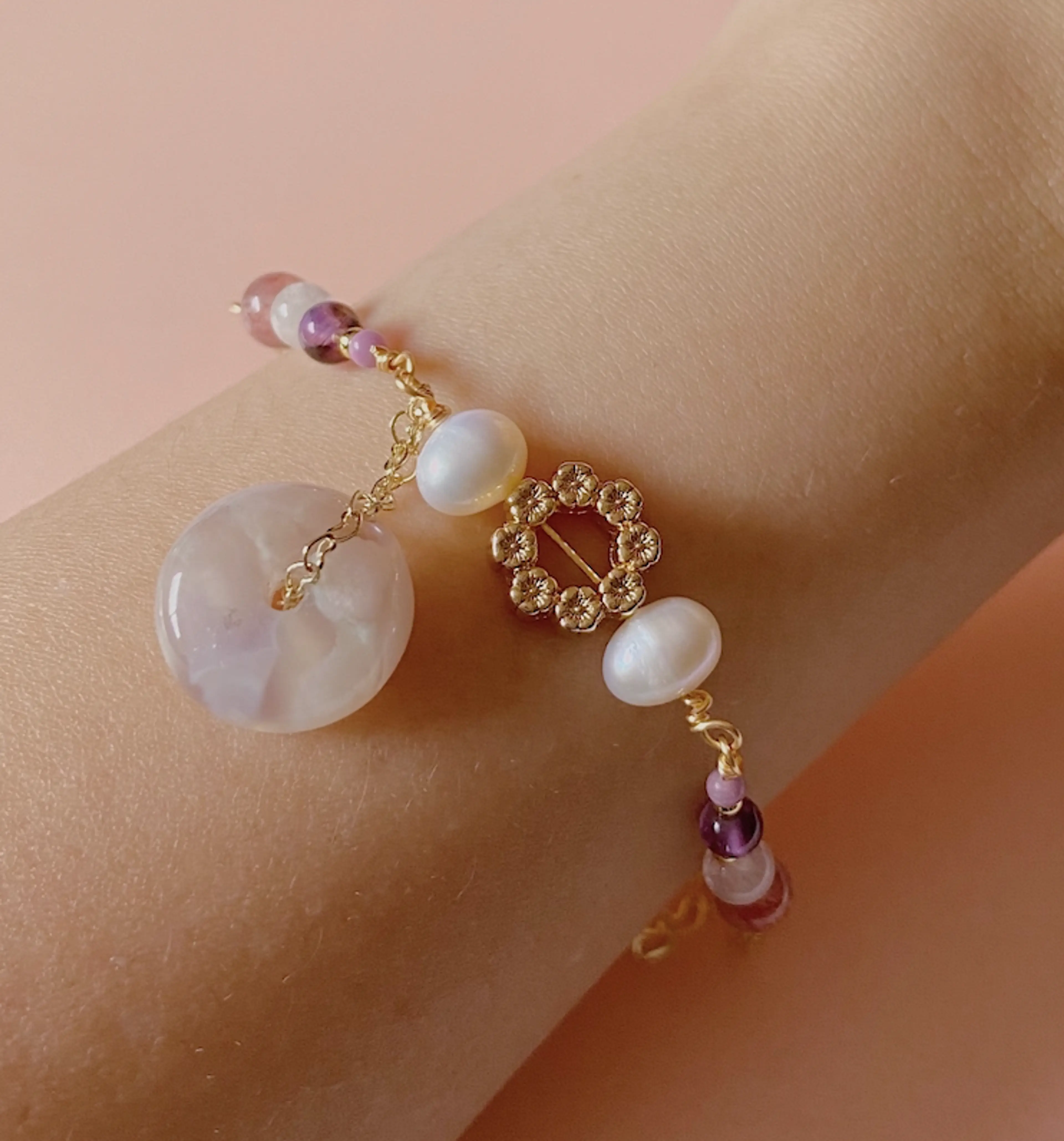 Mini Flower Agate Donut Bracelet