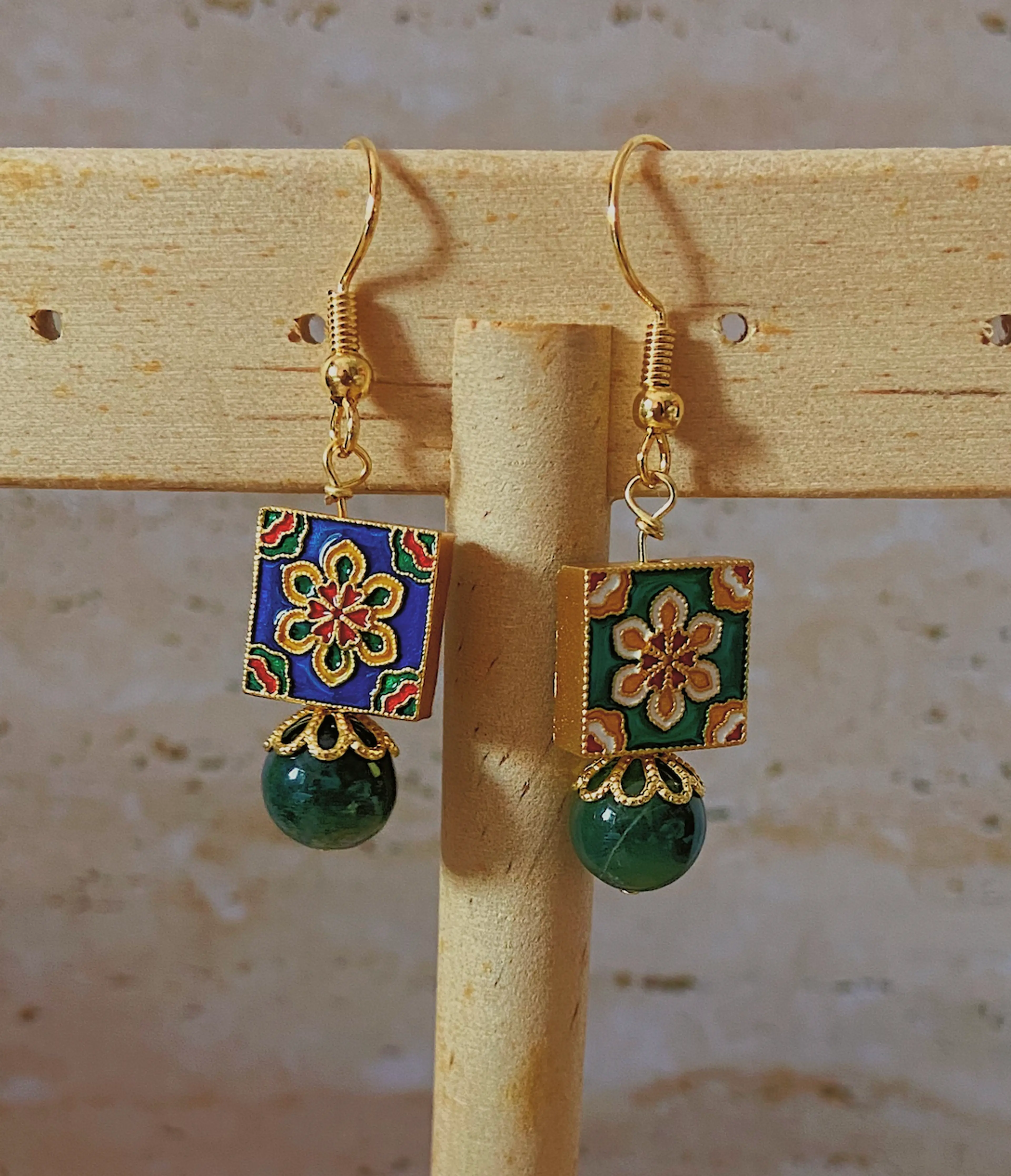 Vintage Tiles Earrings (Reversible Charm)