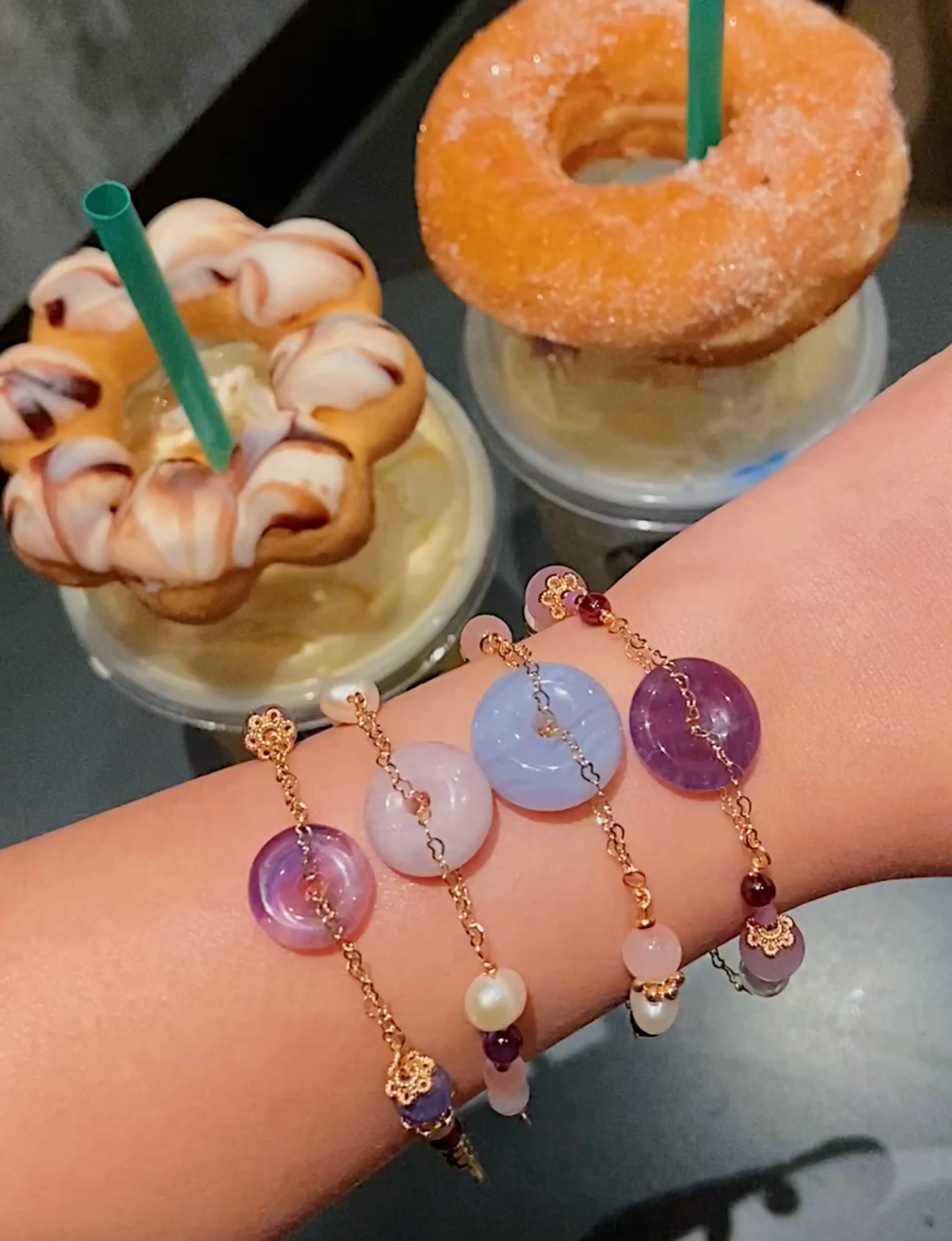 Mini Blue Lace Agate Donut Bracelet thumbnail 3