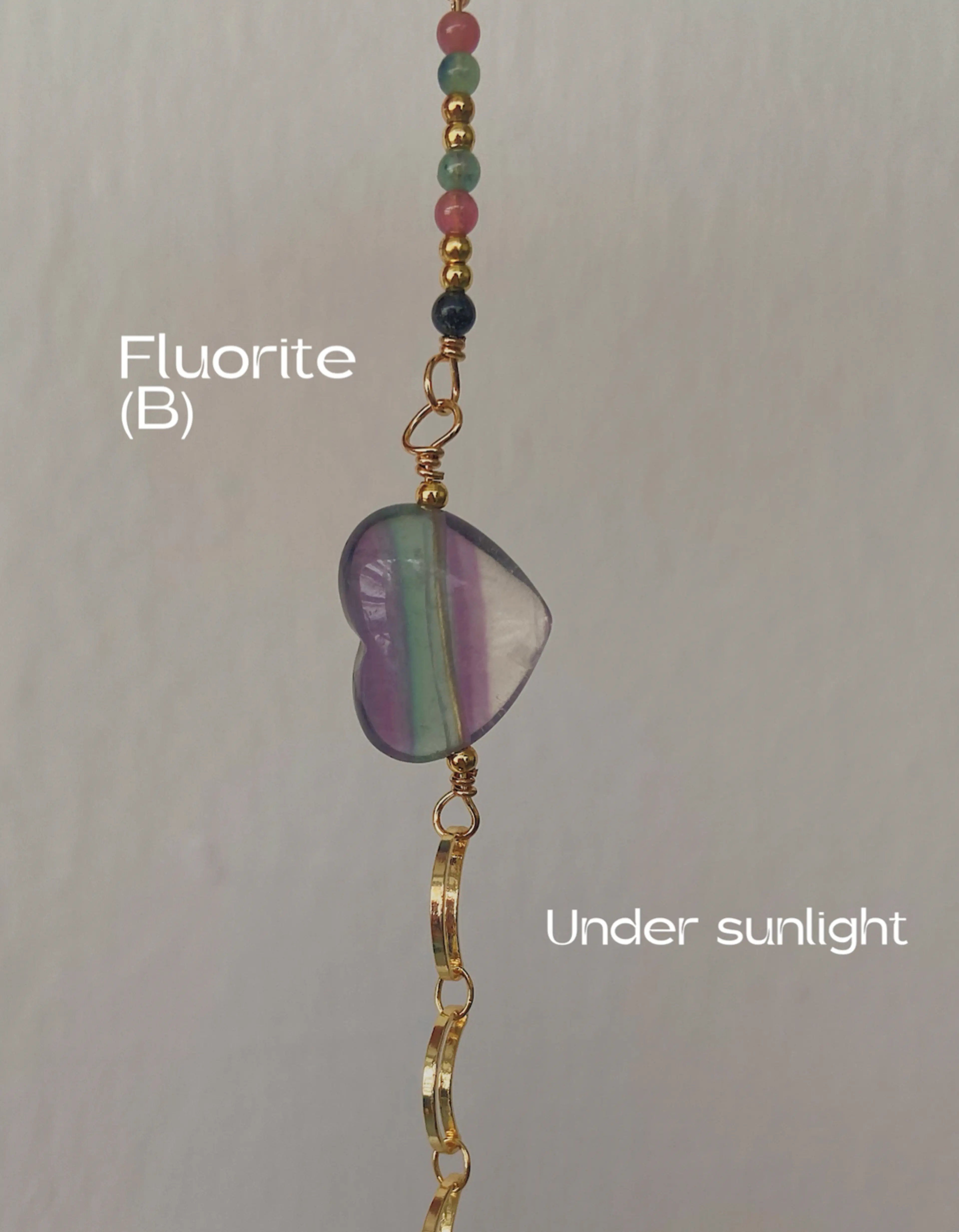 Fluorite Heart & Moon Bracelet (B)