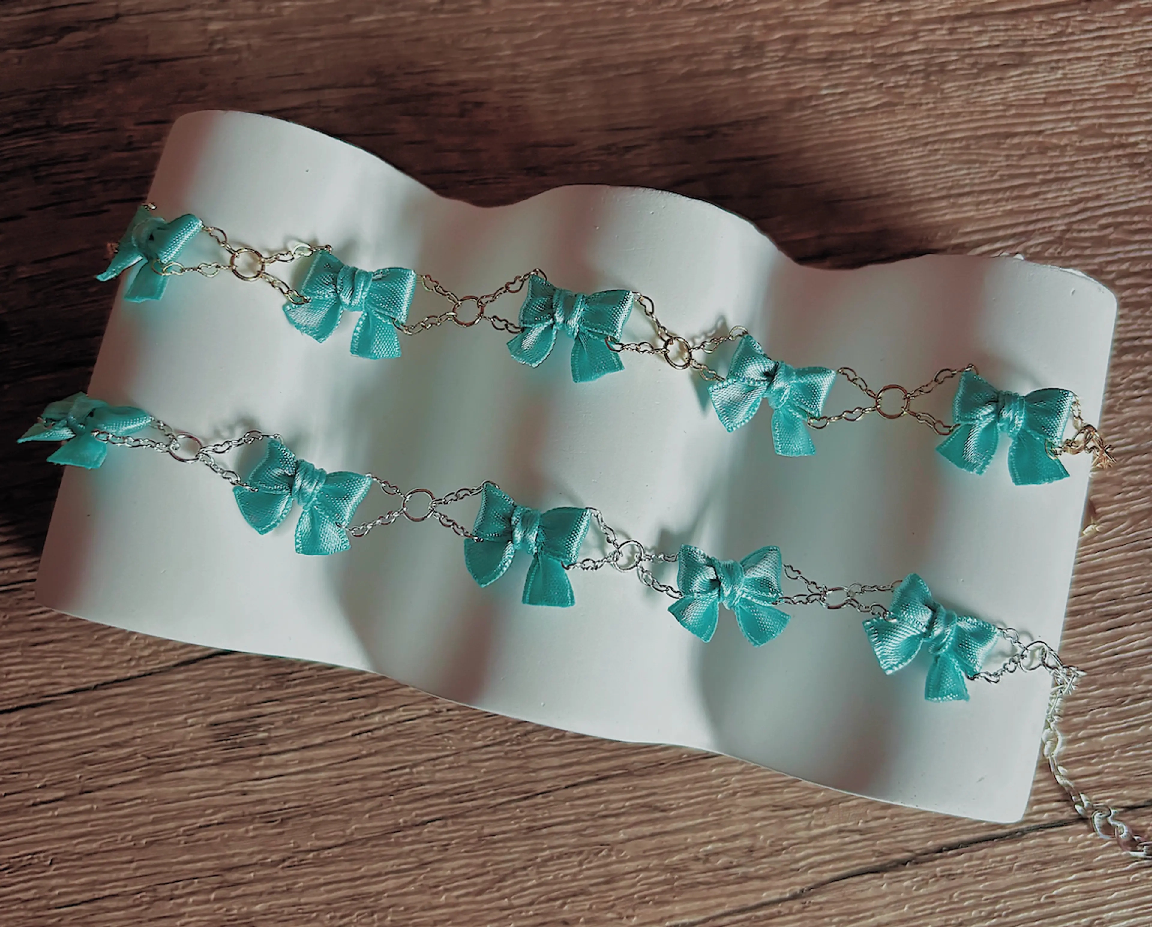 Mini Ribbon Bracelet (Empathetic) - Silver / Gold Chain