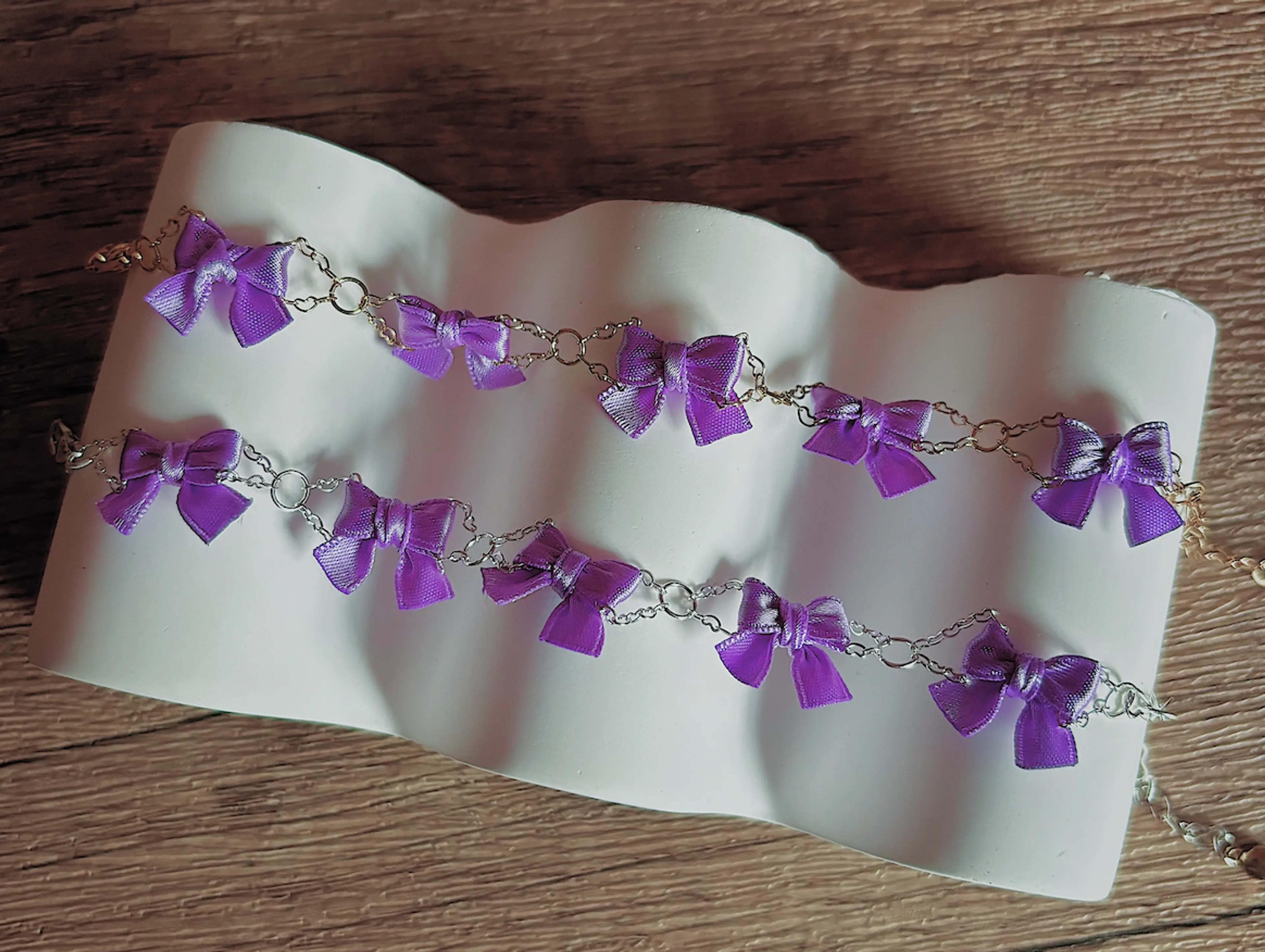 Mini Ribbon Bracelet (Enough) - Silver / Gold Chain
