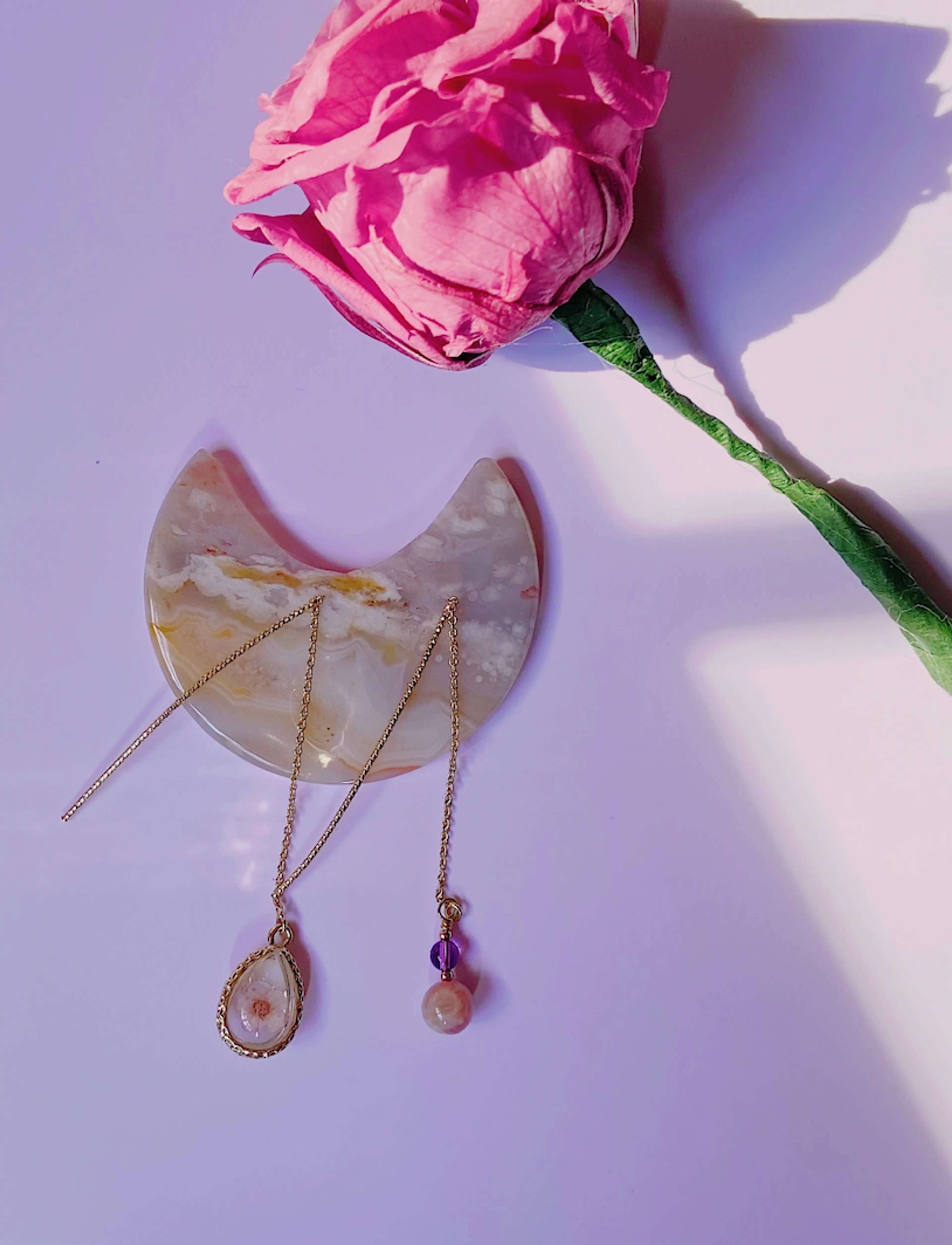 Lovely Flower Agate Earrings (E)