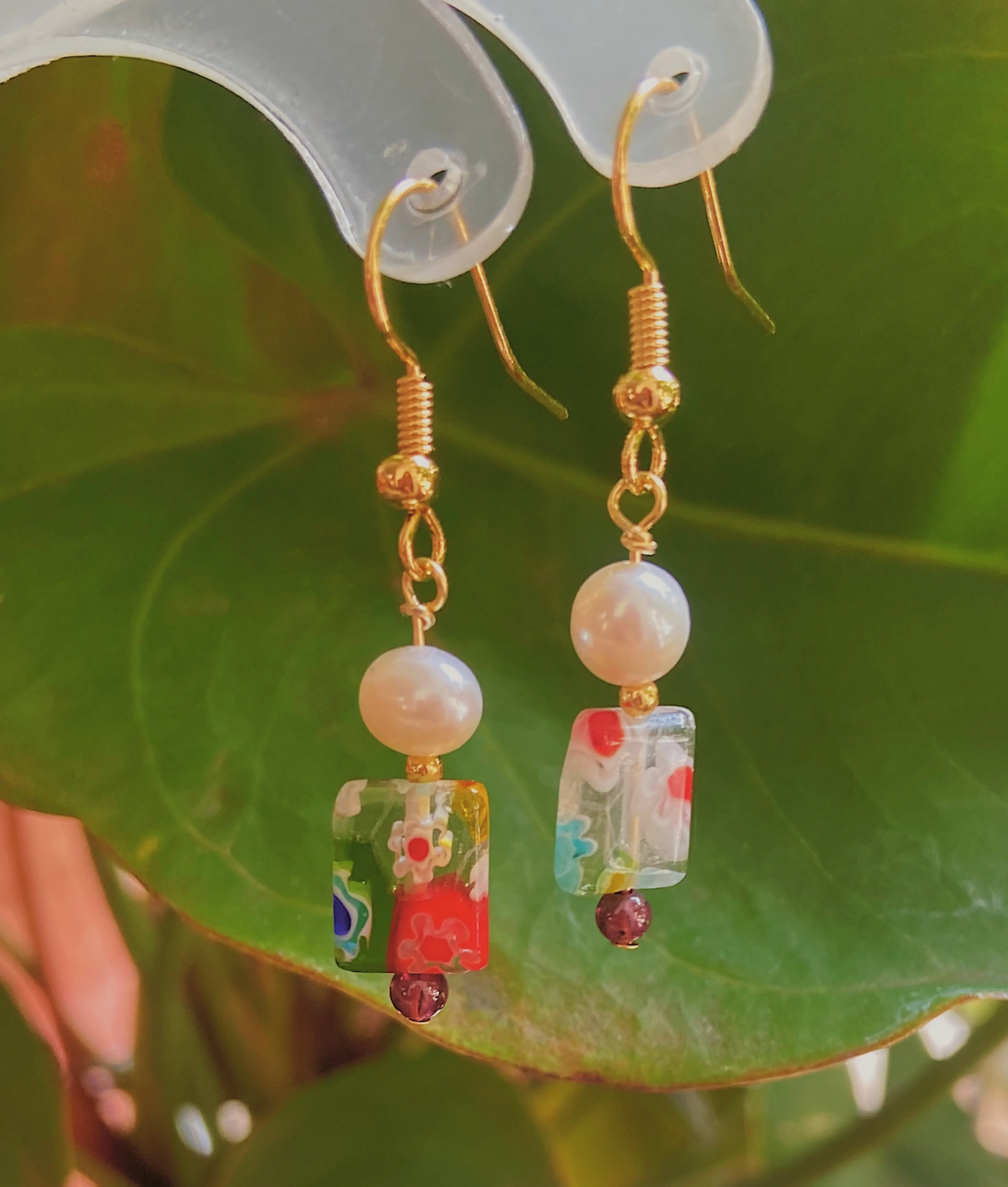 Flowers Translucent Tiles Earrings (Vibrant)
