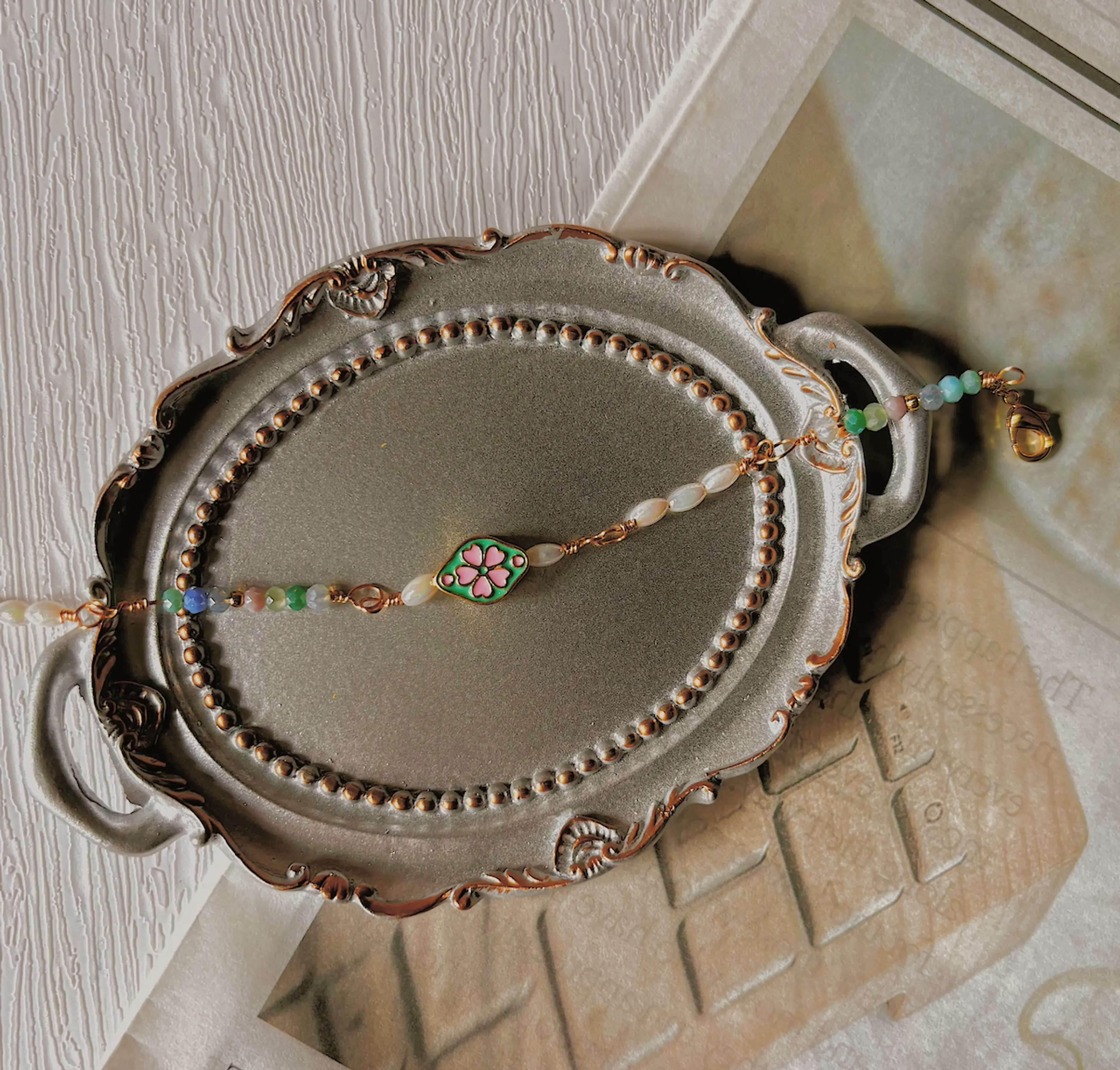 Teal Pink Vintage Bracelet thumbnail 2